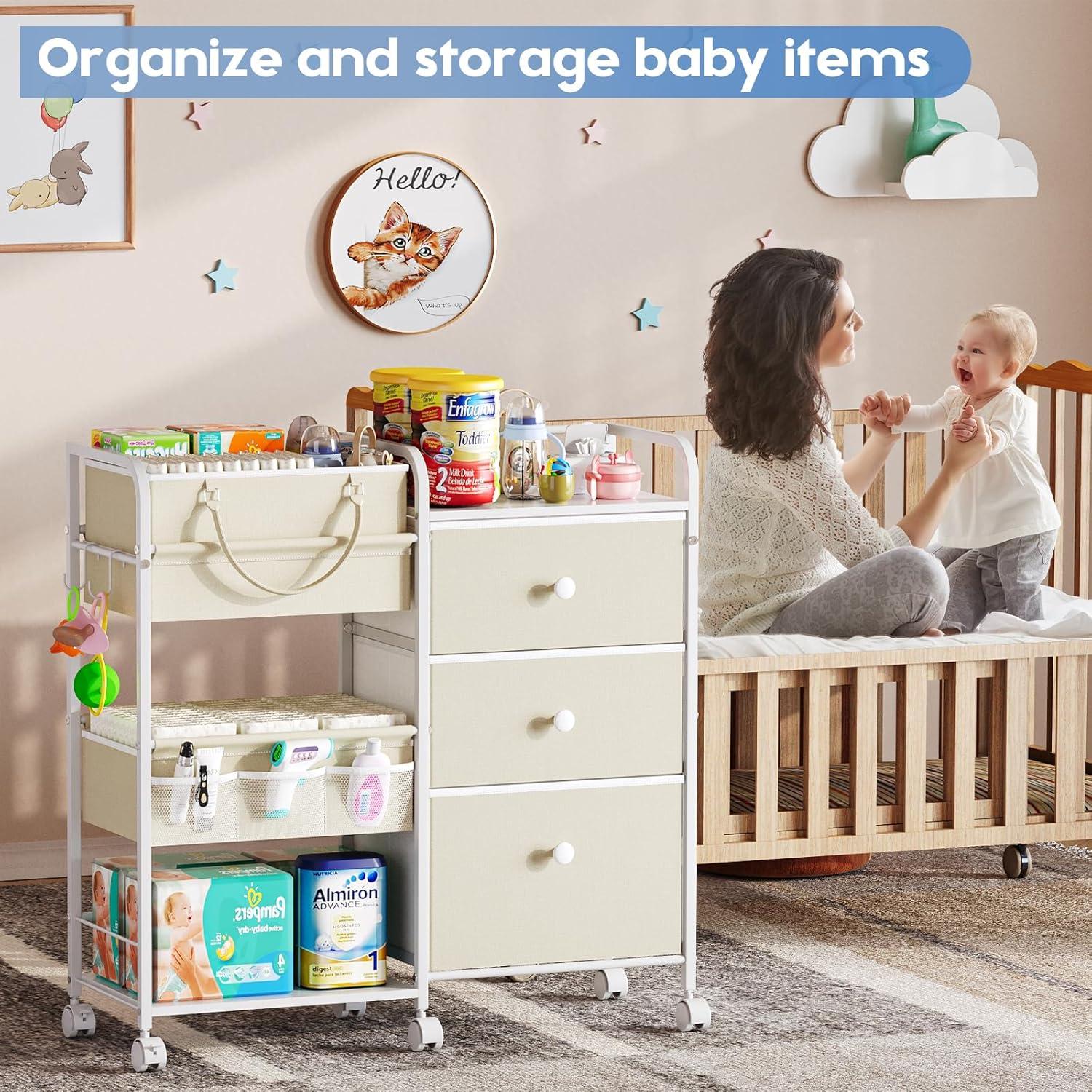 Carrito Organizador de Pañales Cidaziya 3 Niveles Blanco