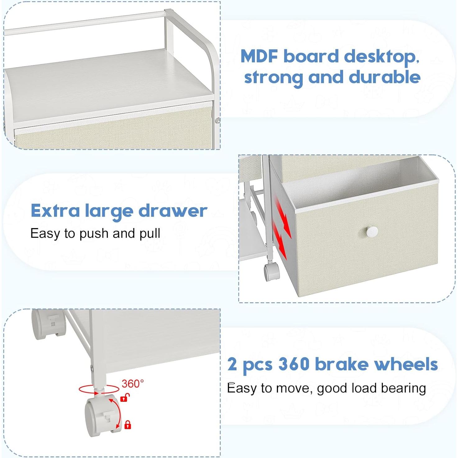 Carrito Organizador de Pañales Cidaziya 3 Niveles Blanco