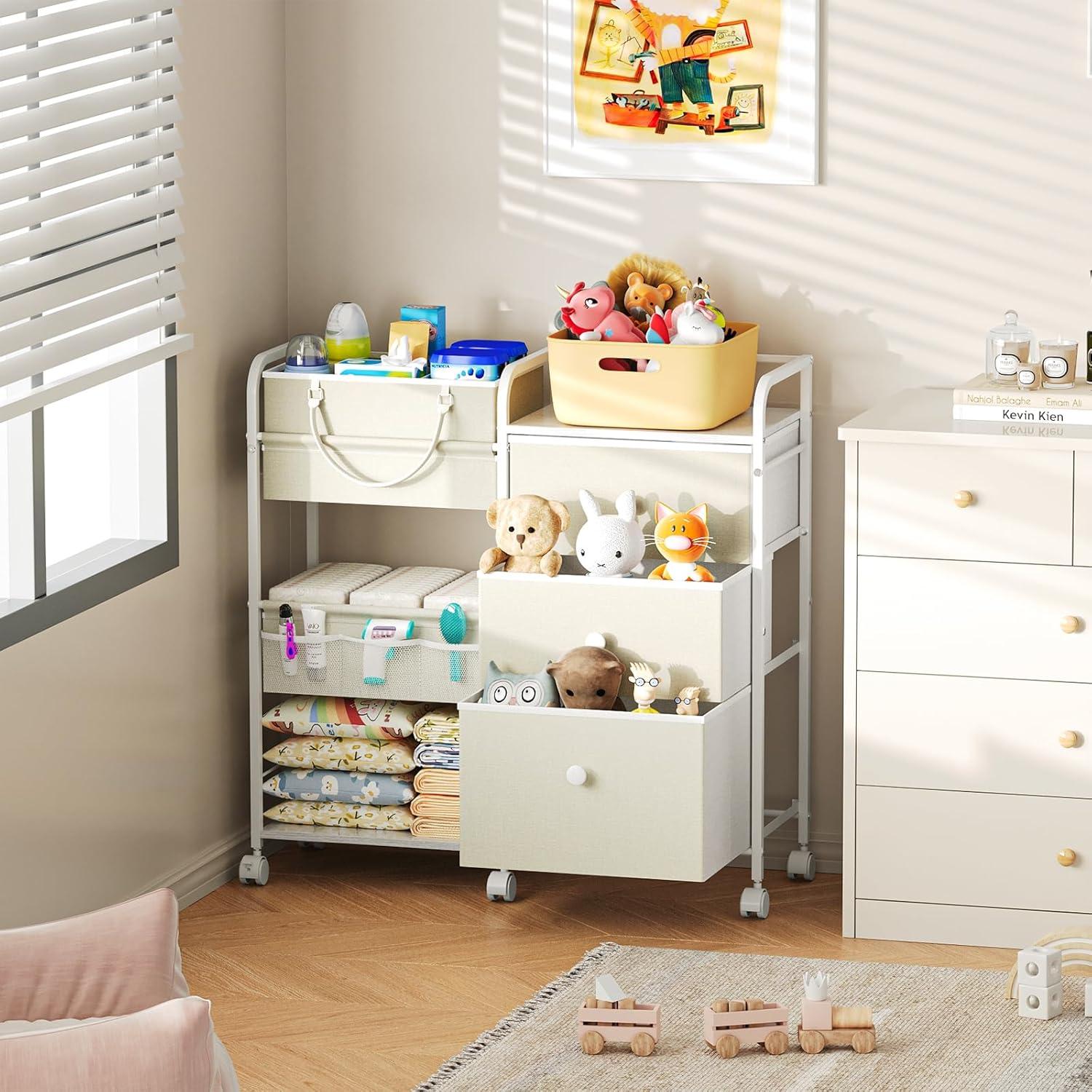 Carrito Organizador de Pañales Cidaziya 3 Niveles Blanco