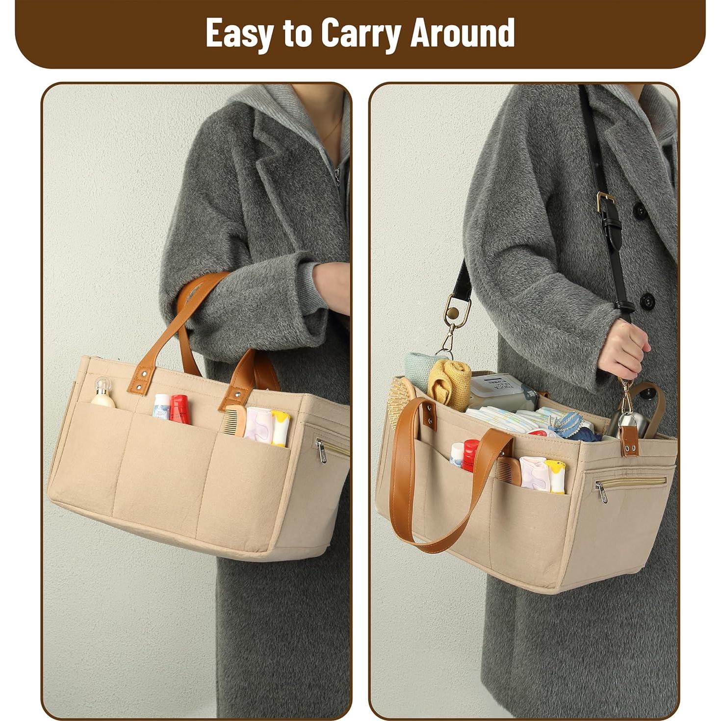 Organizador de Pañales Mr. Pen Caddy de Fieltro con Cuero