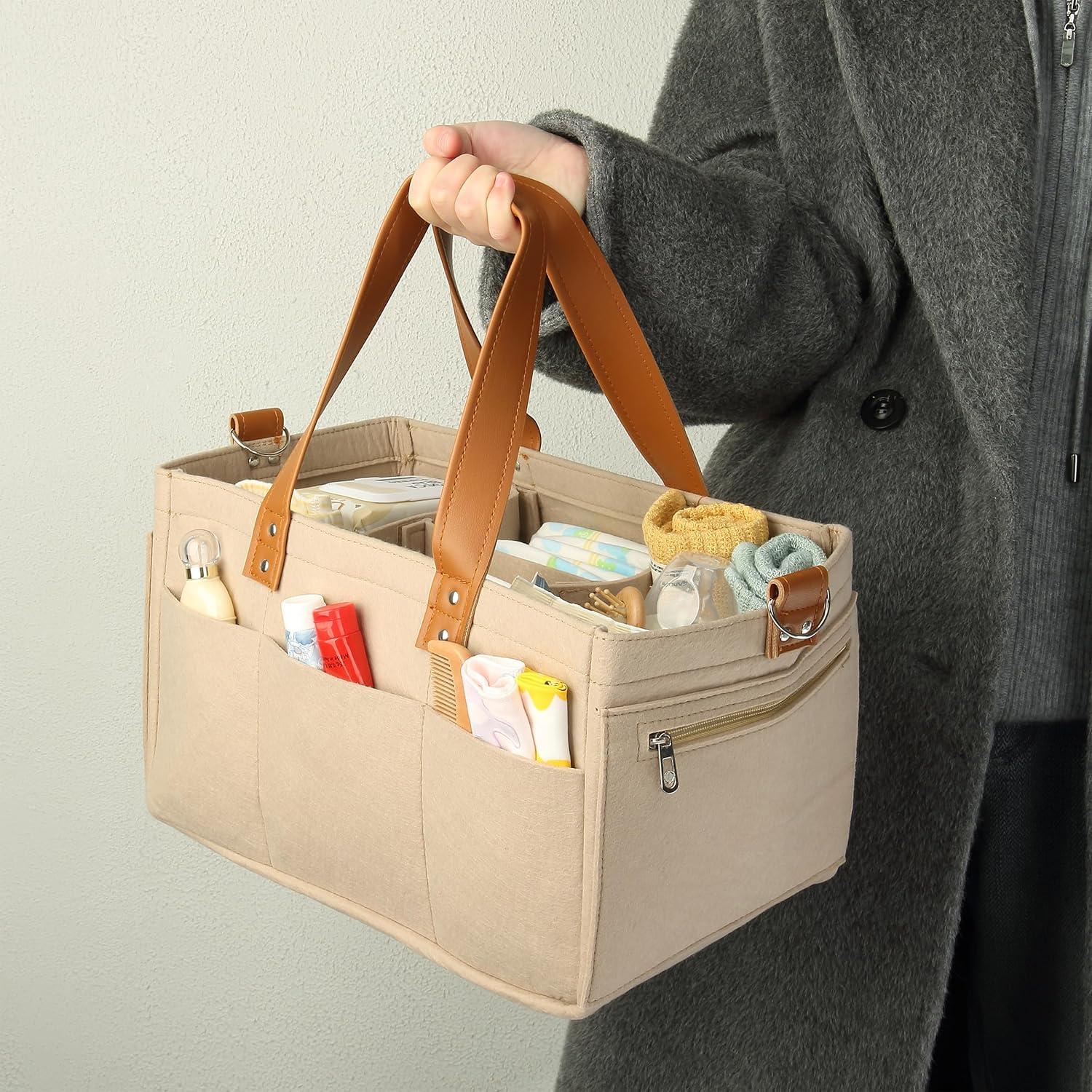 Organizador de Pañales Mr. Pen Caddy de Fieltro con Cuero