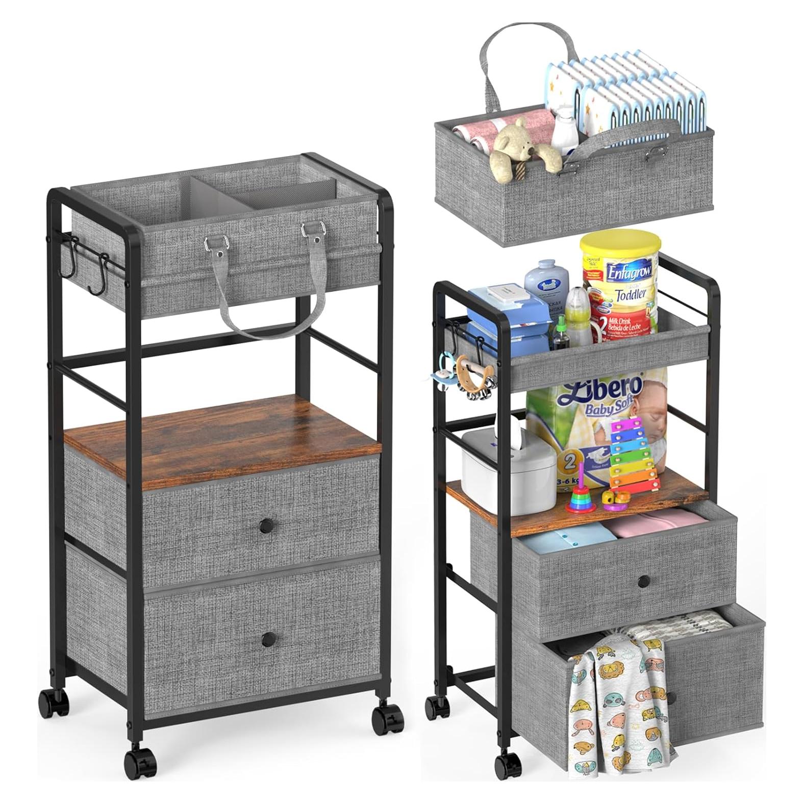 Carro Organizador de Pañales GLISWAM 4 Niveles Móvil con Cajones