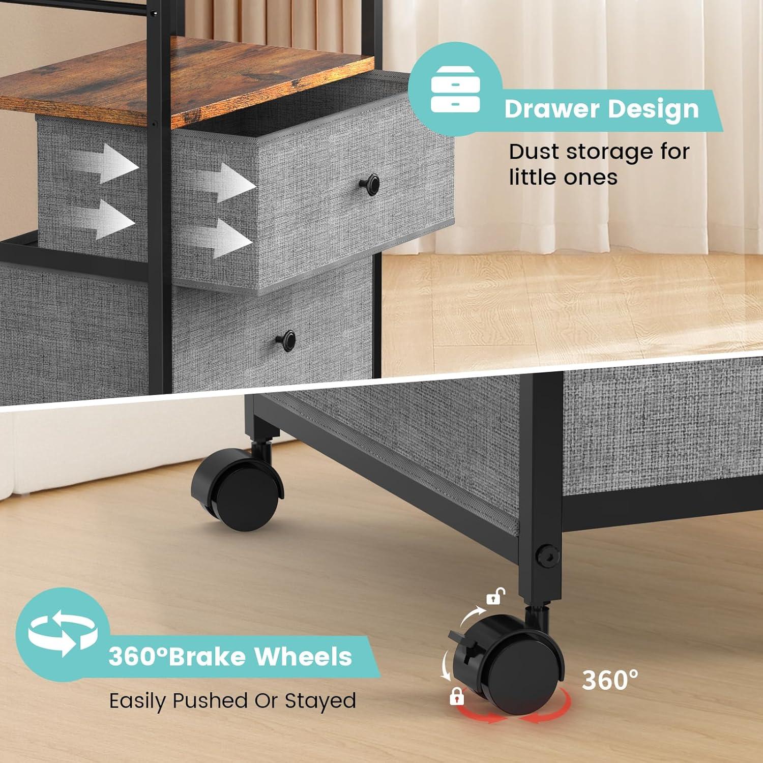 Carro Organizador de Pañales GLISWAM 4 Niveles Móvil con Cajones