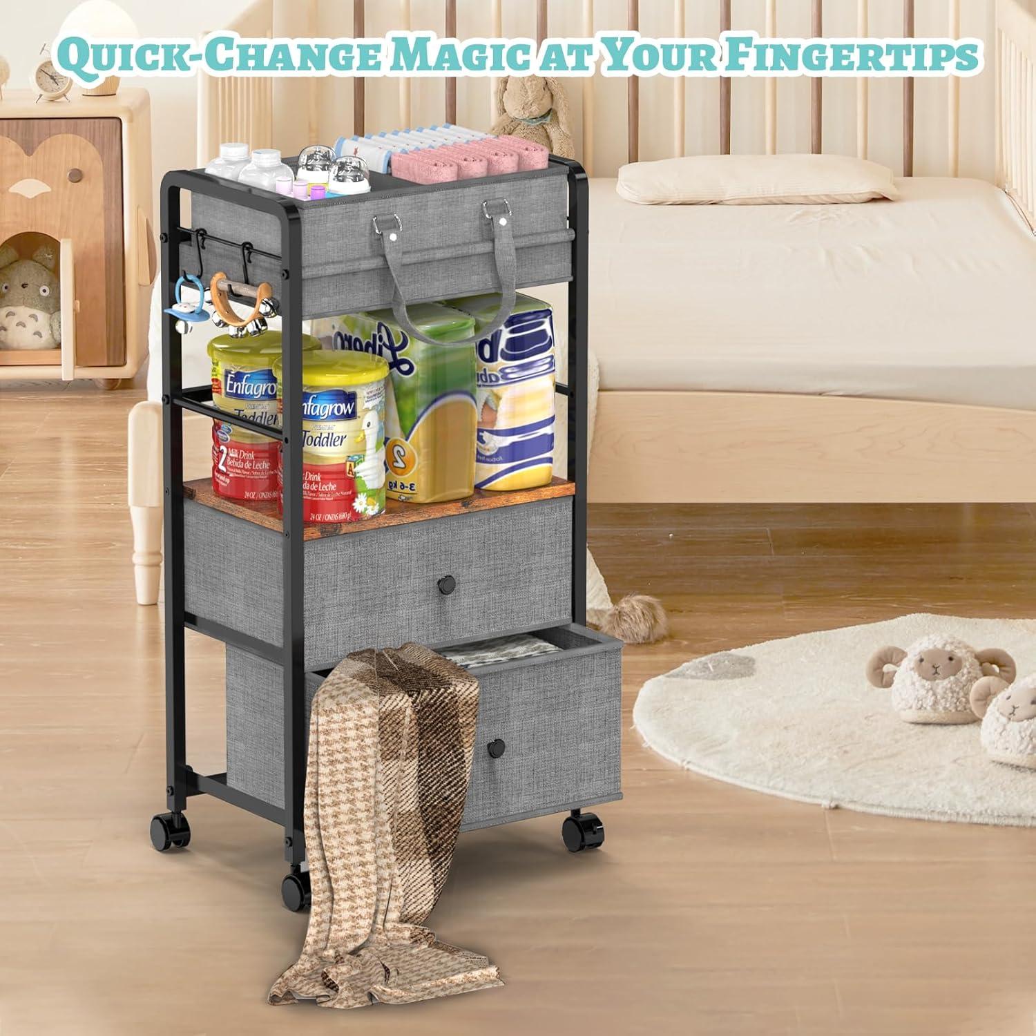 Carro Organizador de Pañales GLISWAM 4 Niveles Móvil con Cajones