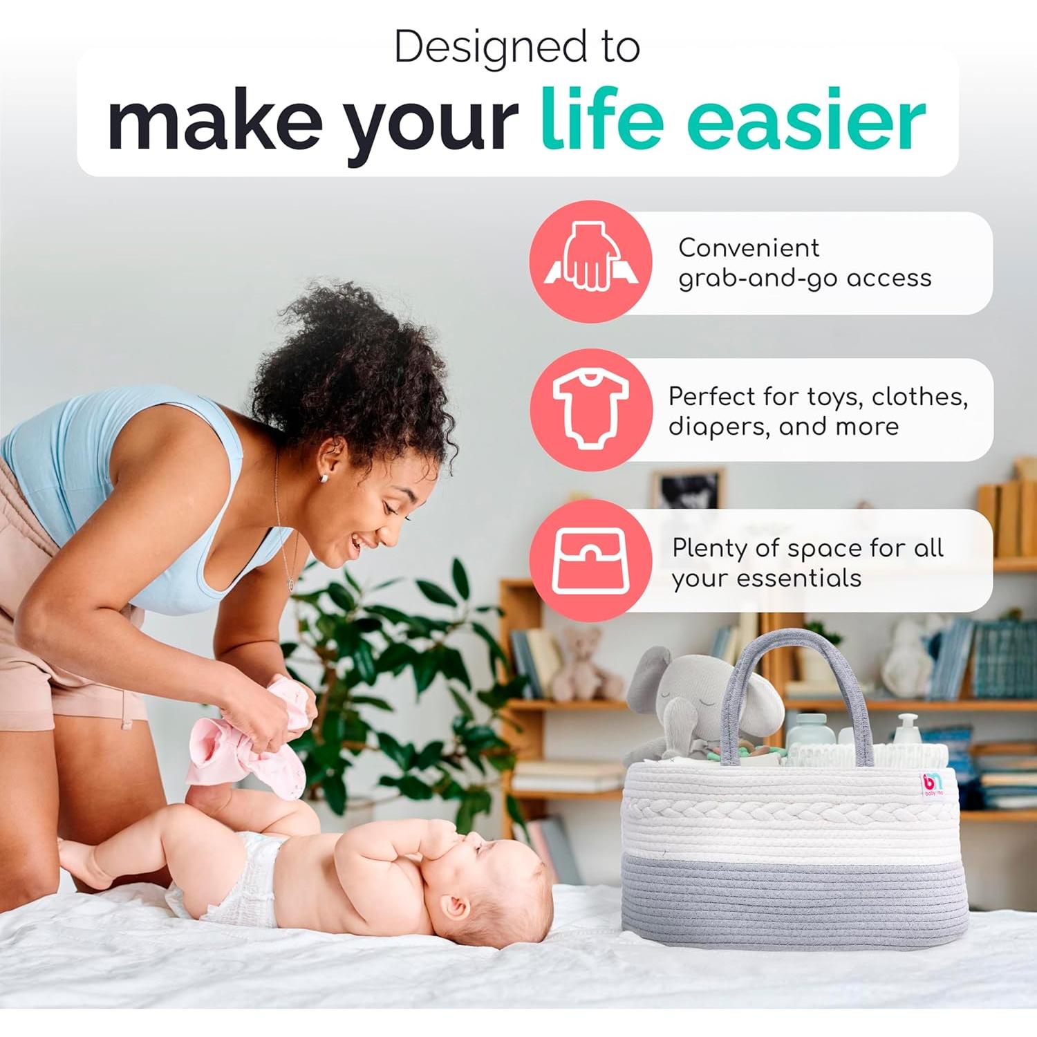 Cesta de Pañales Babynma Extra Grande Algodón Gris