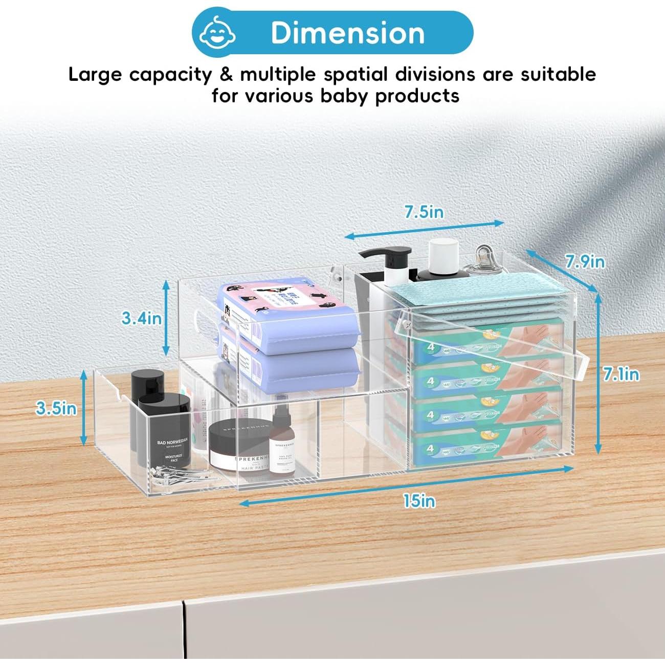 Organizador de Pañales Acrílico Jumyee 37.8x22.1x20.1cm