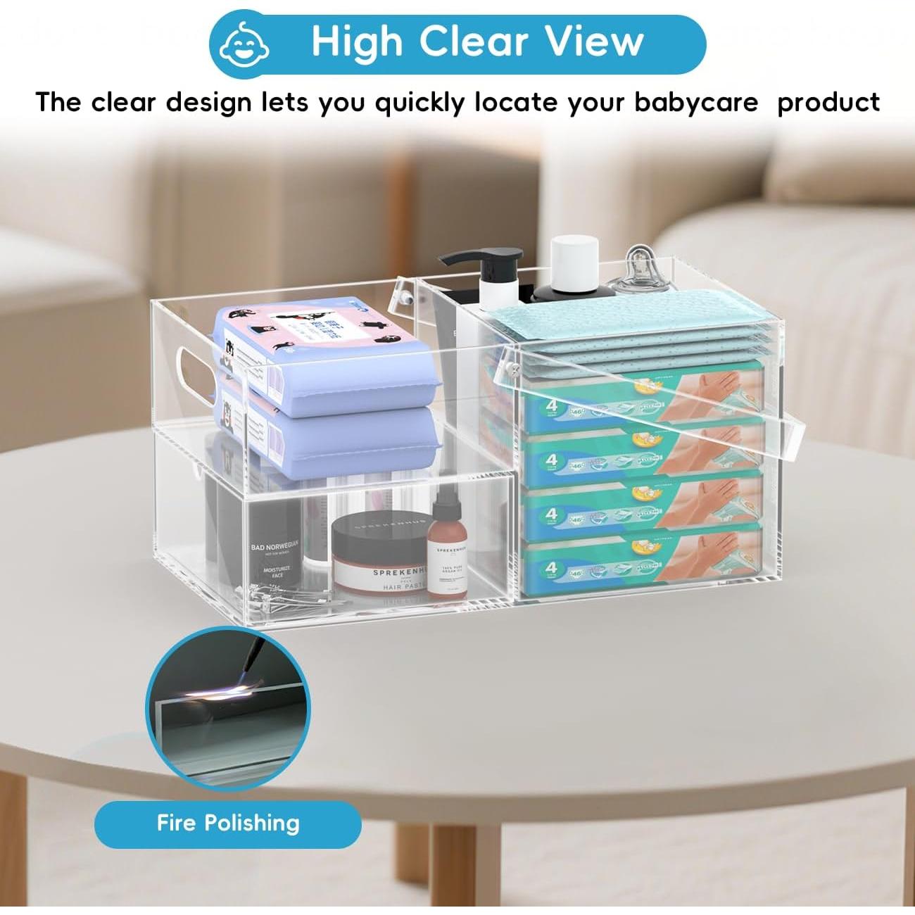 Organizador de Pañales Acrílico Jumyee 37.8x22.1x20.1cm