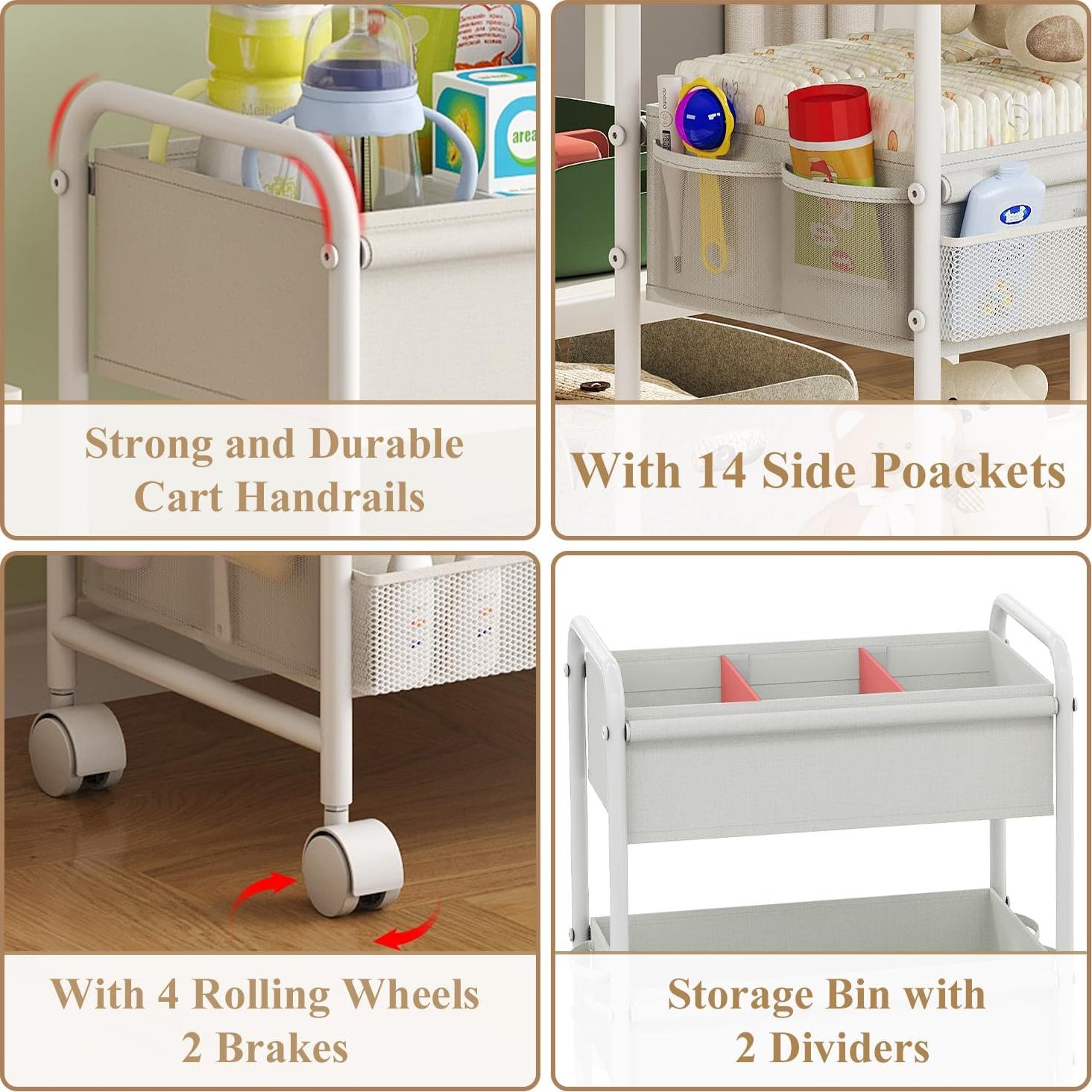 Carro Organizador de Pañales Cidaziya 3 Niveles Blanco