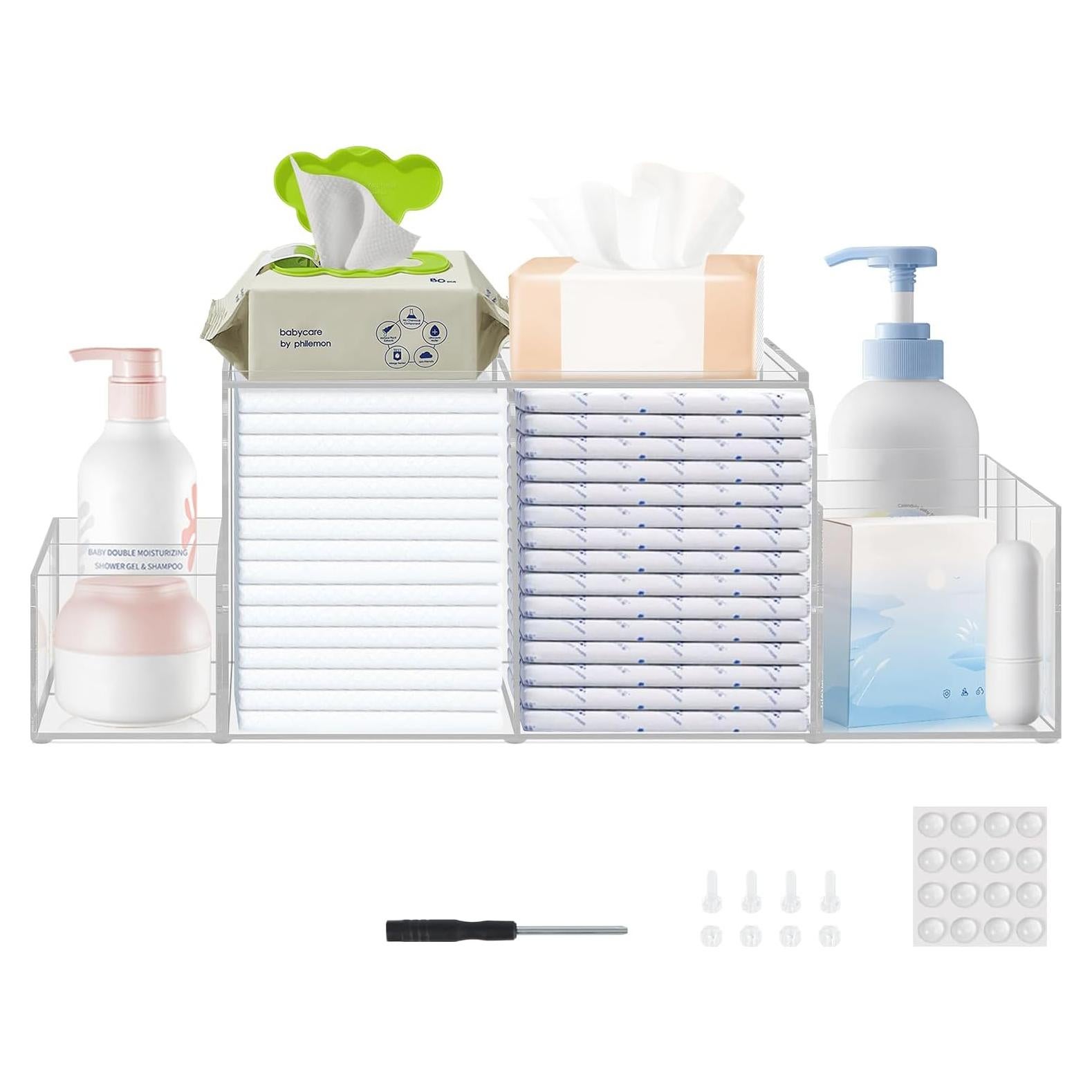 Caddy de Pañales Acrílico Jumyee 43.69x22.10cm Transparente