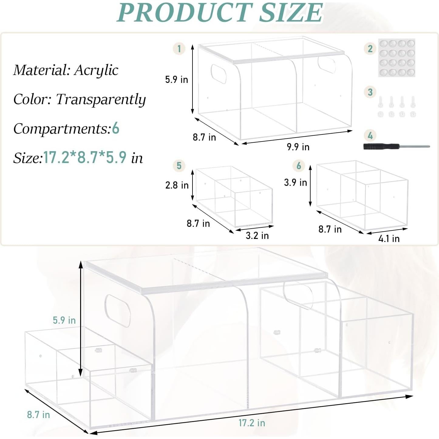 Caddy de Pañales Acrílico Jumyee 43.69x22.10cm Transparente