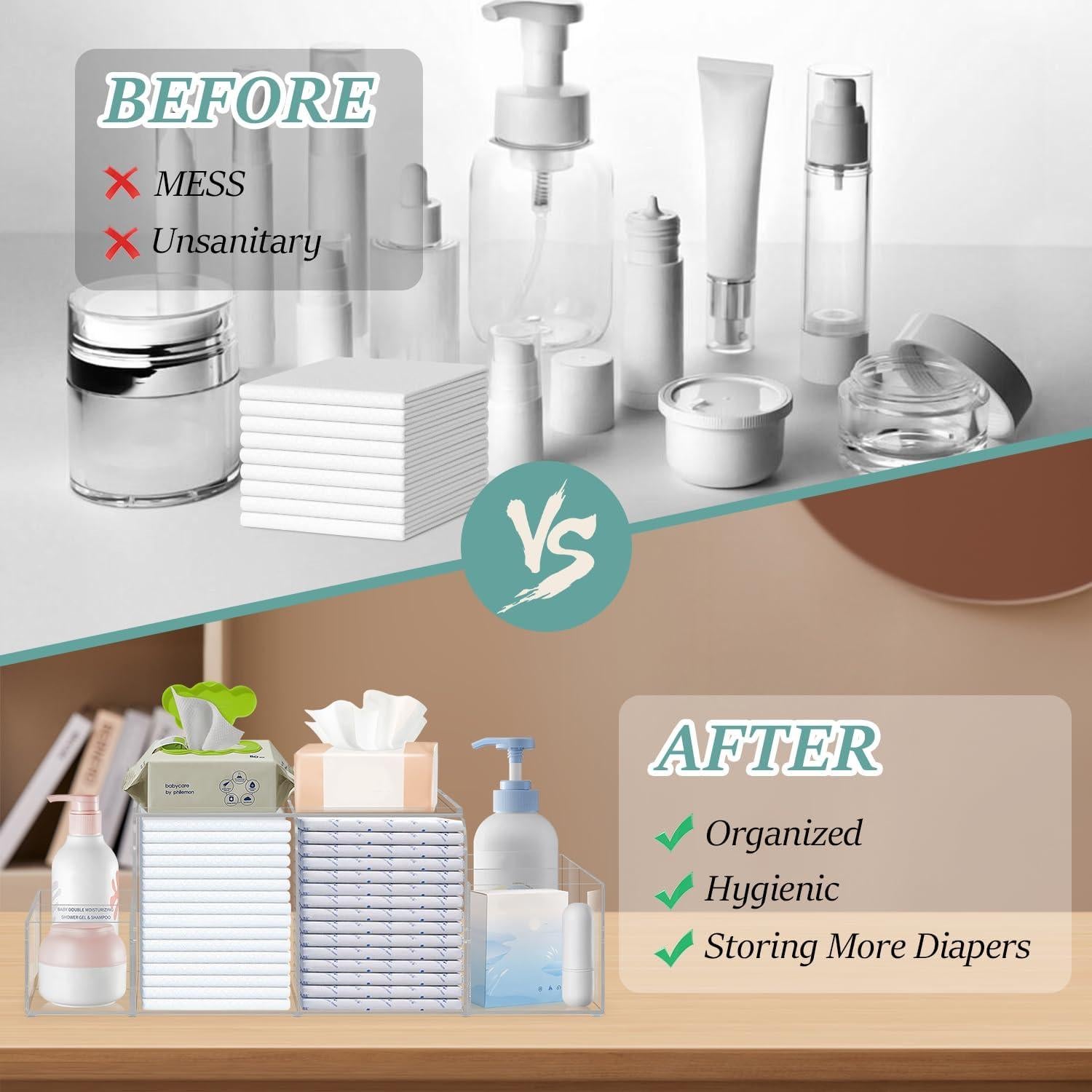 Caddy de Pañales Acrílico Jumyee 43.69x22.10cm Transparente