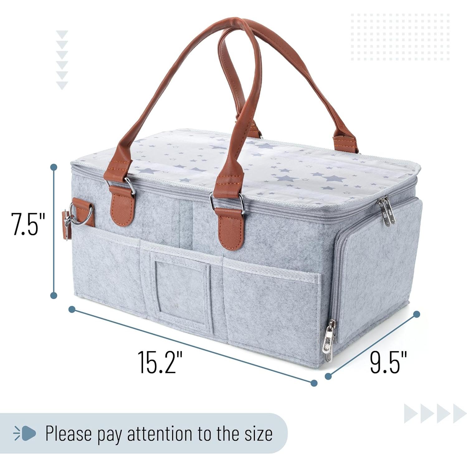 Organizador de Pañales Mr. Pen con Tapa - Gris, 38.6x24.1x19.1 cm