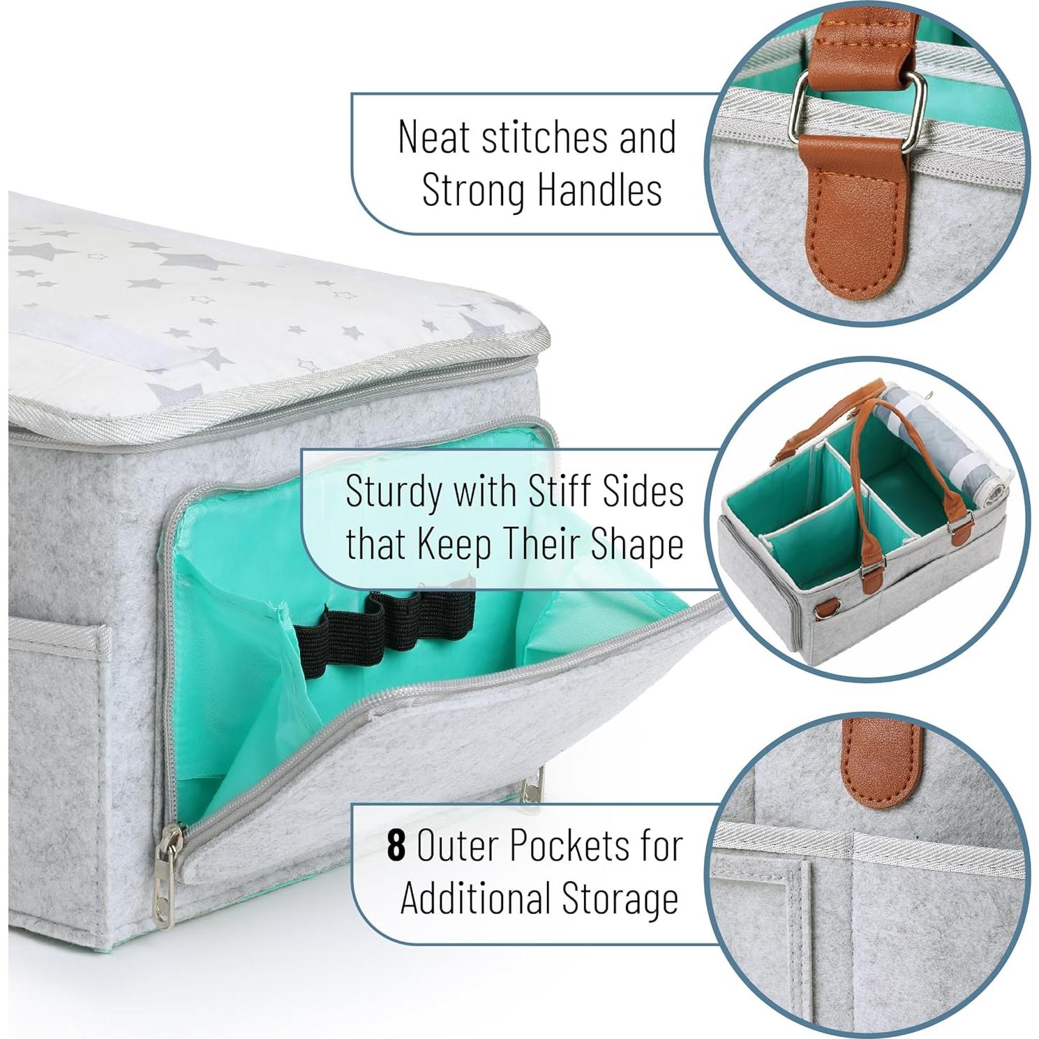 Organizador de Pañales Mr. Pen con Tapa - Gris, 38.6x24.1x19.1 cm