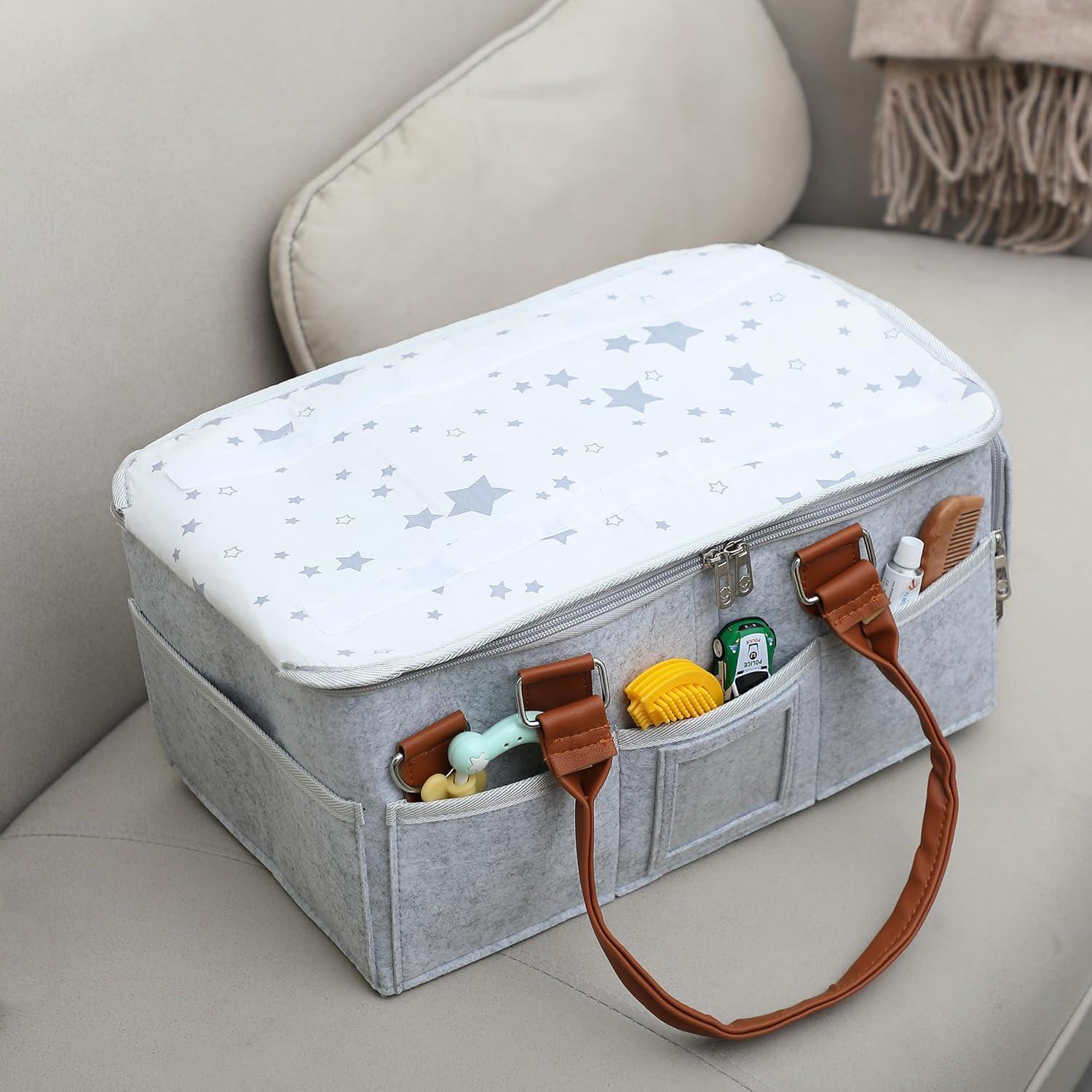 Organizador de Pañales Mr. Pen con Tapa - Gris, 38.6x24.1x19.1 cm