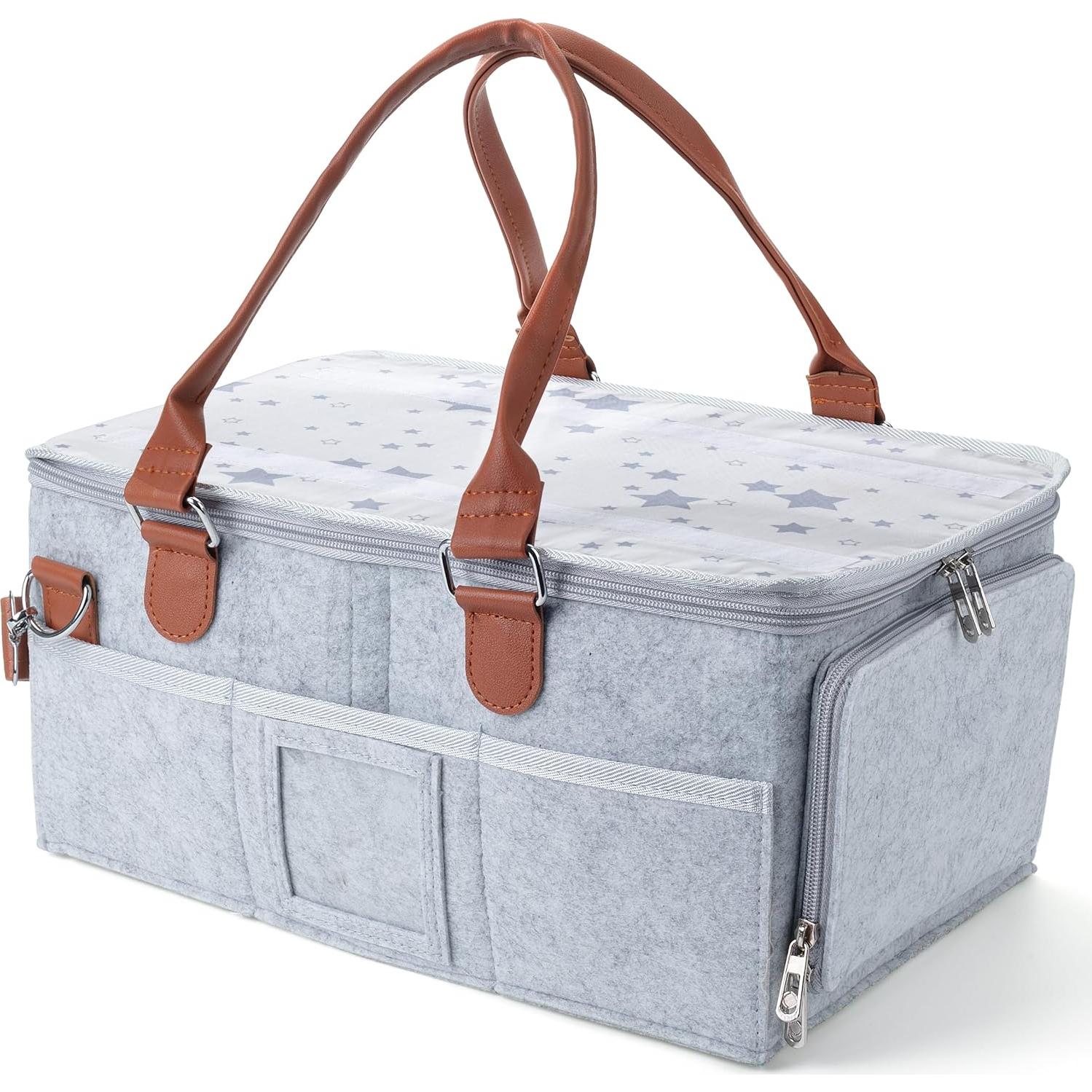 Organizador de Pañales Mr. Pen con Tapa - Gris, 38.6x24.1x19.1 cm