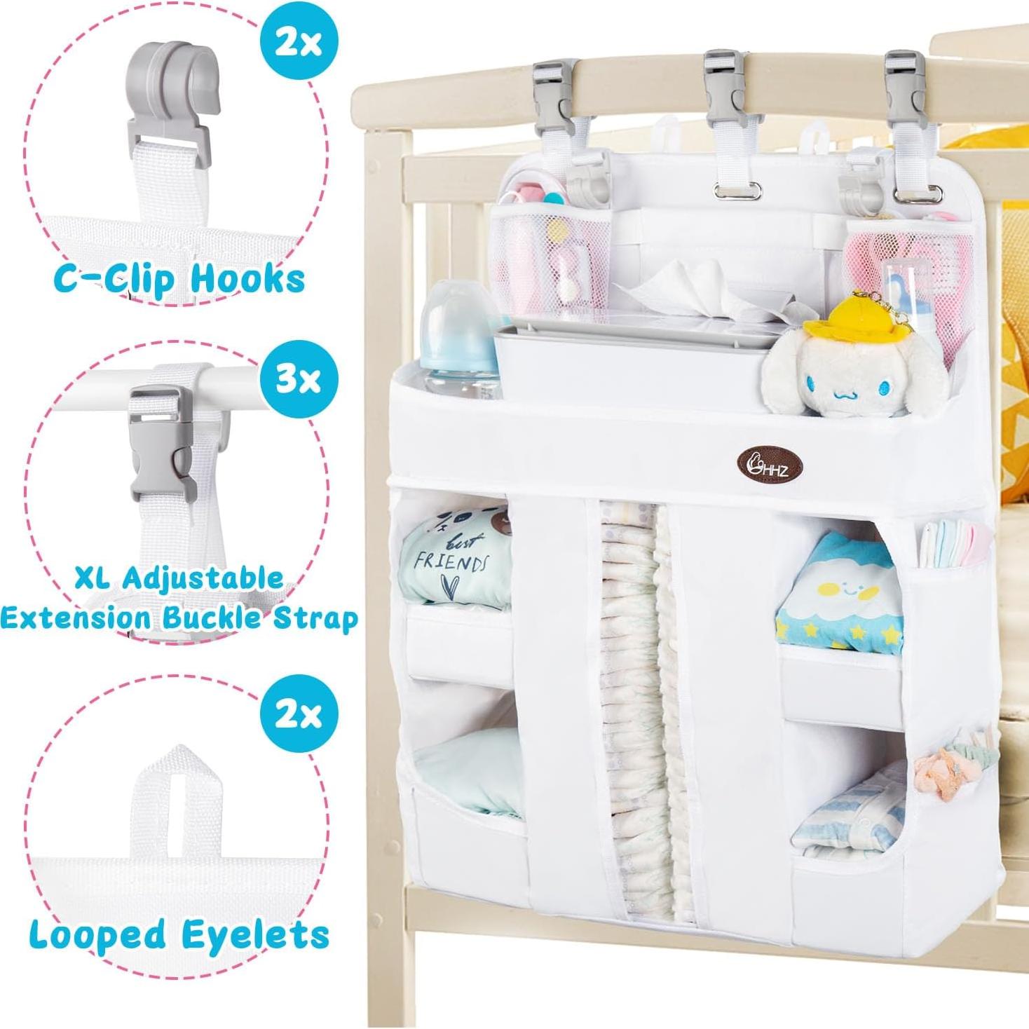 Organizador de Pañales Colgante HHZ - Blanco, 8 Estantes, 82 Pañales