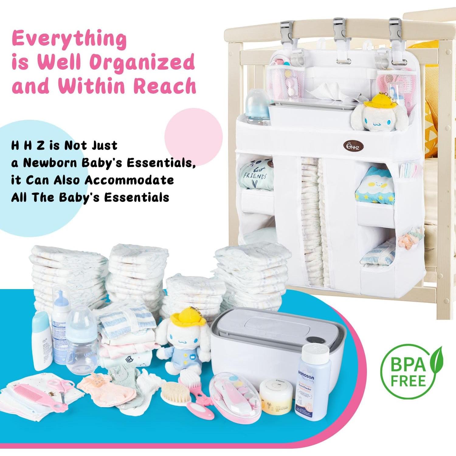 Organizador de Pañales Colgante HHZ - Blanco, 8 Estantes, 82 Pañales