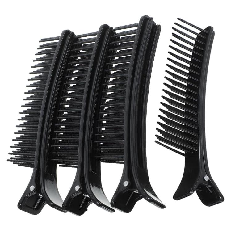 Homoyoyo 4pcs Professional Nonslip Grip Clips for Hair Sectioning, Professional Alligator Clips Alligator Hair Stylist Clips for Salon DIY Dyeing Braiding, Durable Styling Accessories (Black)