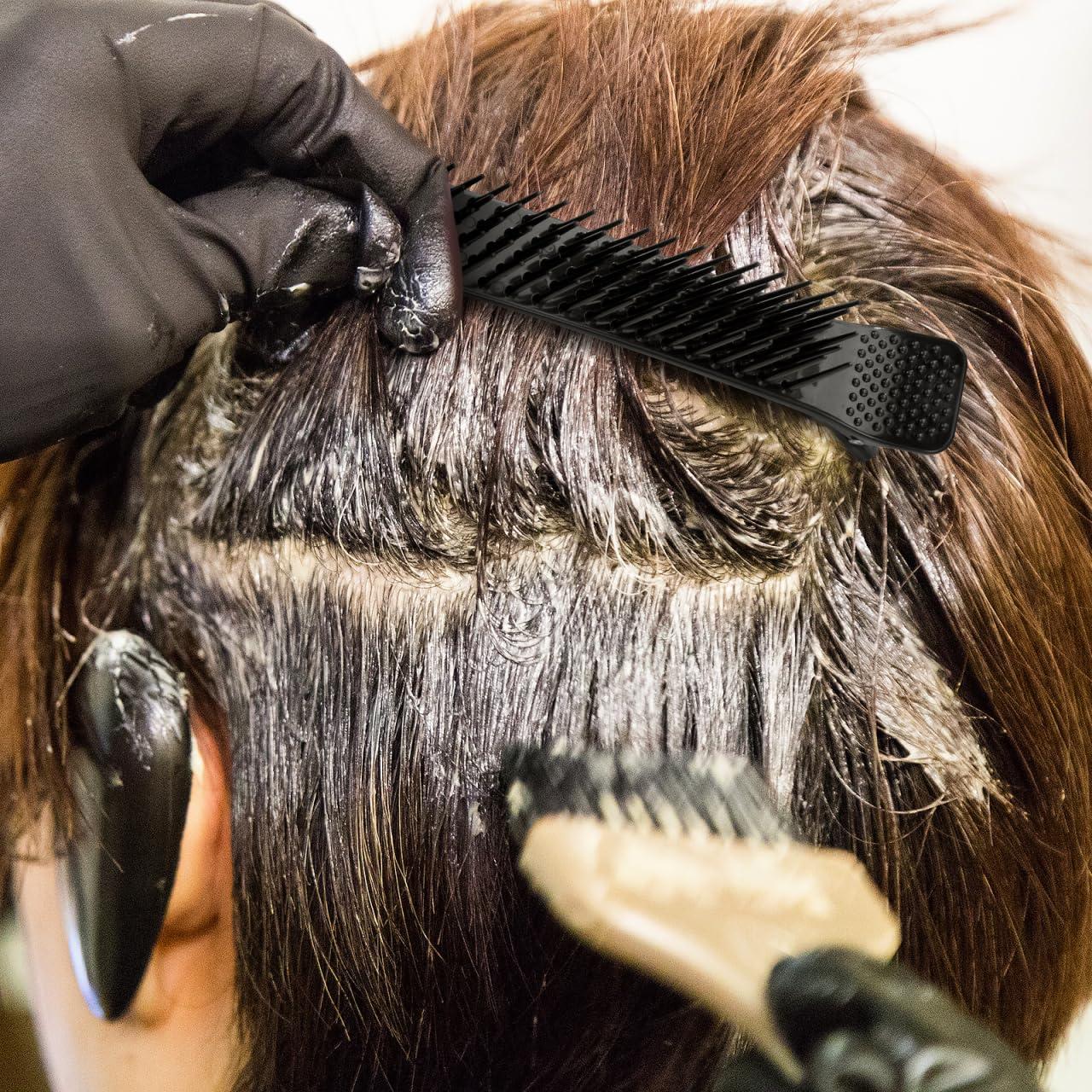 Homoyoyo 4pcs Professional Nonslip Grip Clips for Hair Sectioning, Professional Alligator Clips Alligator Hair Stylist Clips for Salon DIY Dyeing Braiding, Durable Styling Accessories (Black)