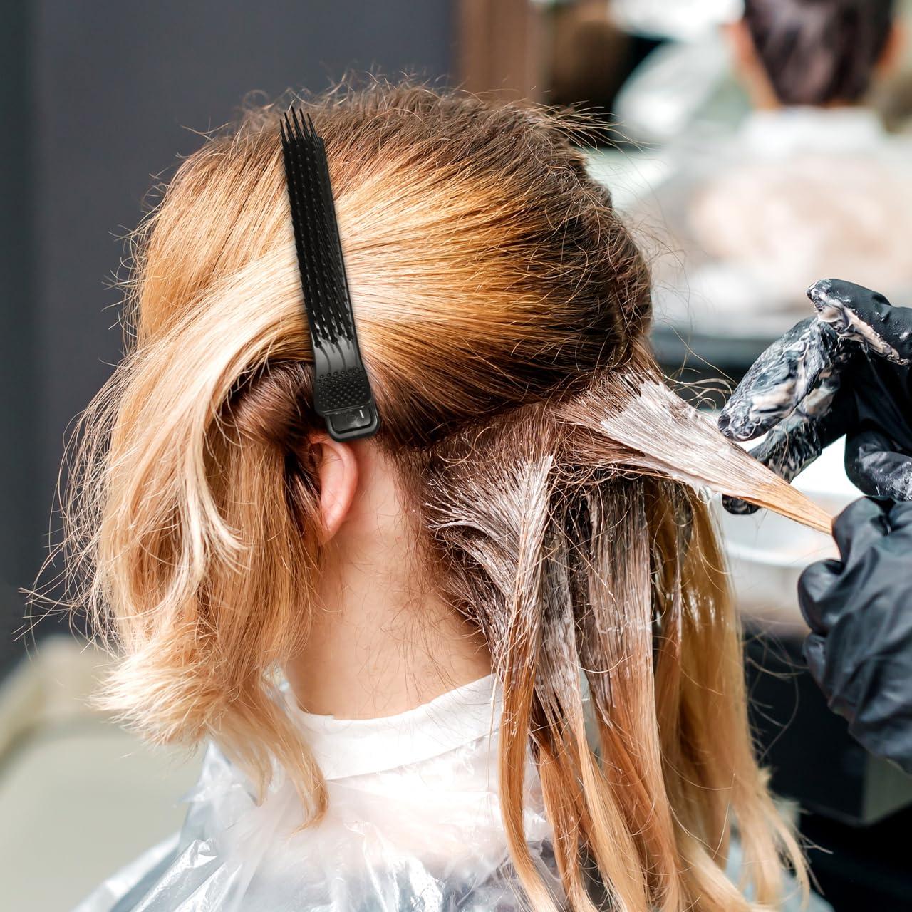 Homoyoyo 4pcs Professional Nonslip Grip Clips for Hair Sectioning, Professional Alligator Clips Alligator Hair Stylist Clips for Salon DIY Dyeing Braiding, Durable Styling Accessories (Black)