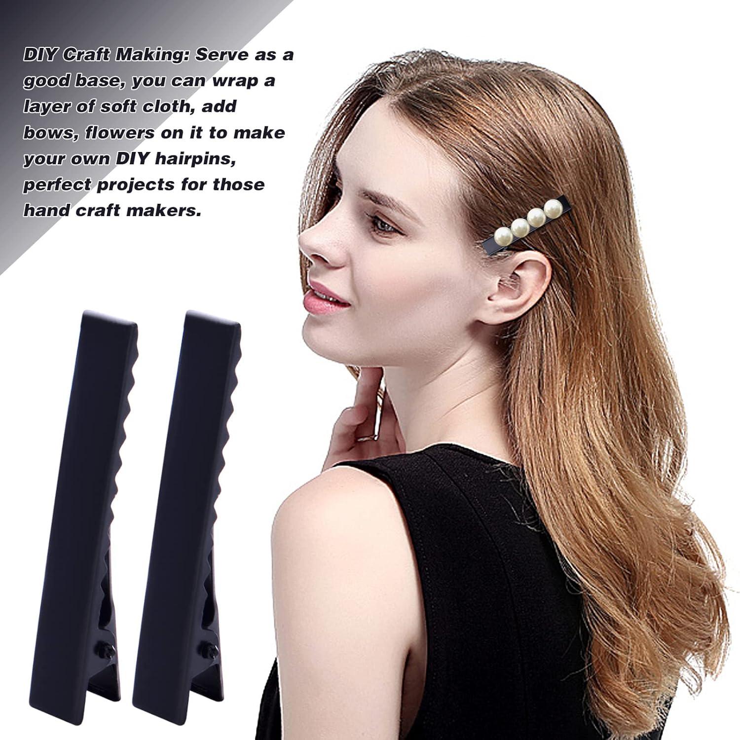 100 Clips de Pelo de Cocodrilo Negros BronaGrand 46mm