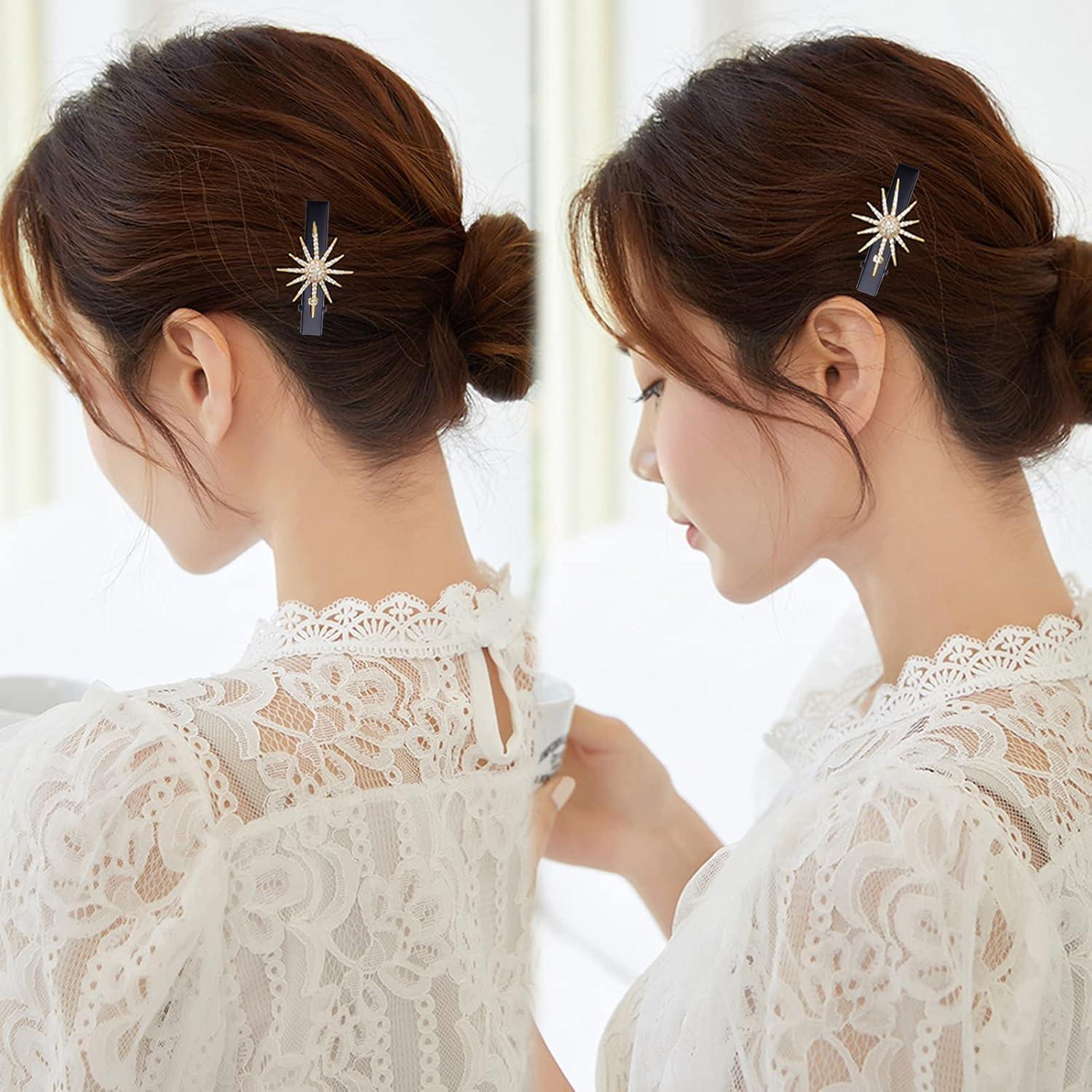 100 Clips de Pelo de Cocodrilo Negros BronaGrand 46mm