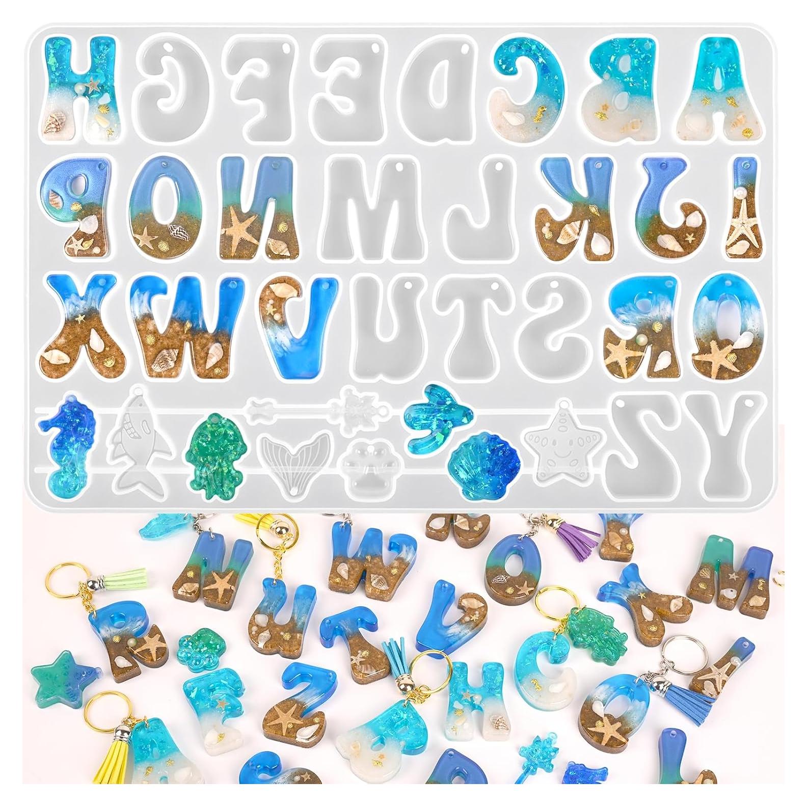 Moukiween Moldes de Silicona Invertidos para Resina - Alfabeto