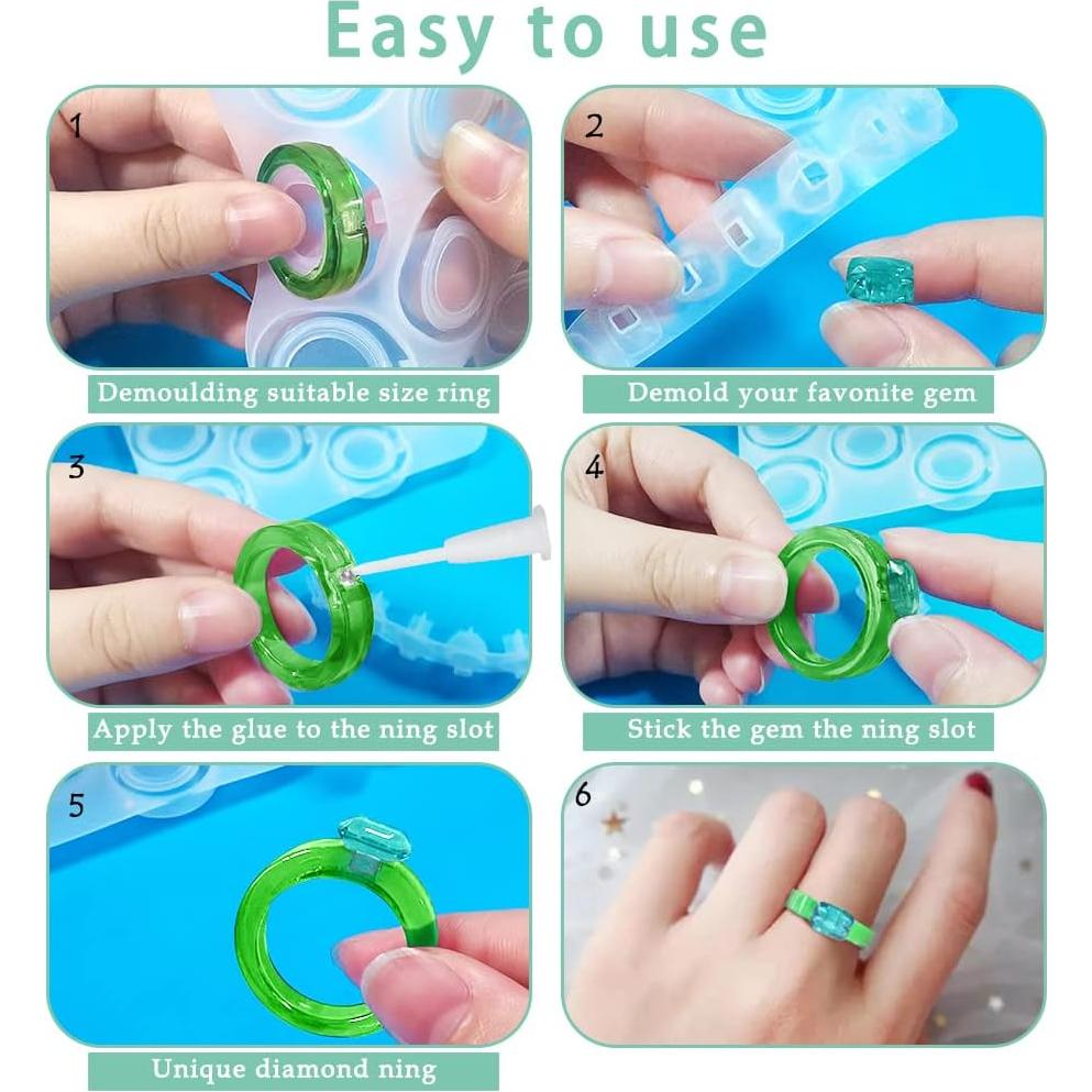 Molde de Anillo de Resina Epóxica SENHAI - 3 Piezas, Silicona