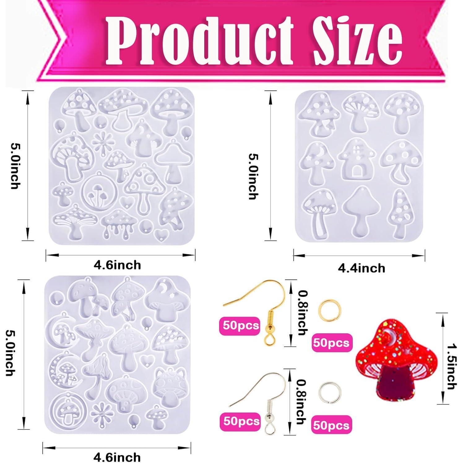 Kit de Moldes de Aretes de Hongo JHYlilia - 3 Piezas con 200 Ganchos