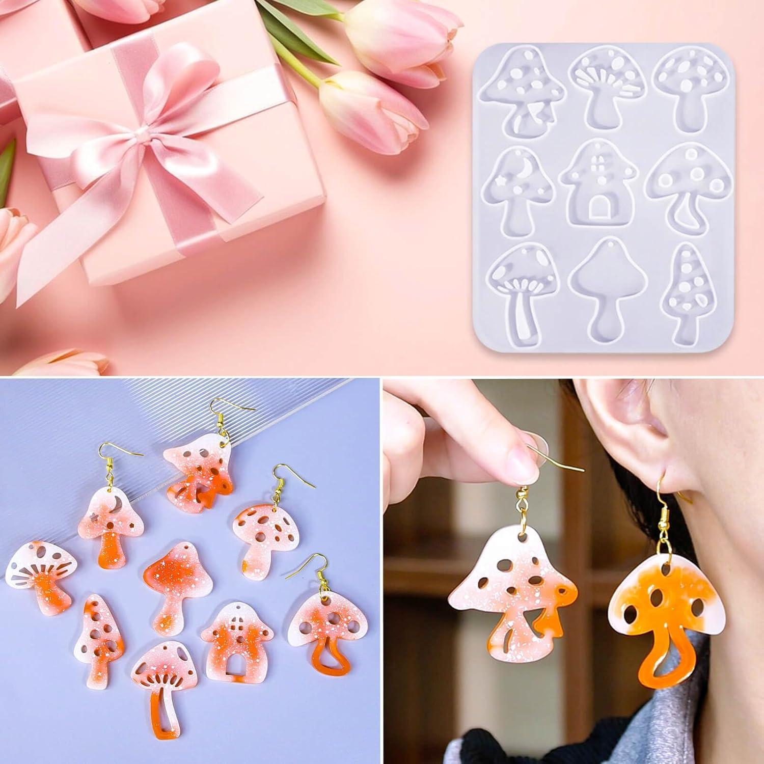 Kit de Moldes de Aretes de Hongo JHYlilia - 3 Piezas con 200 Ganchos