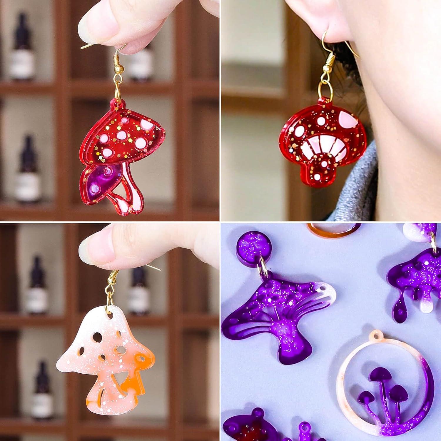 Kit de Moldes de Aretes de Hongo JHYlilia - 3 Piezas con 200 Ganchos