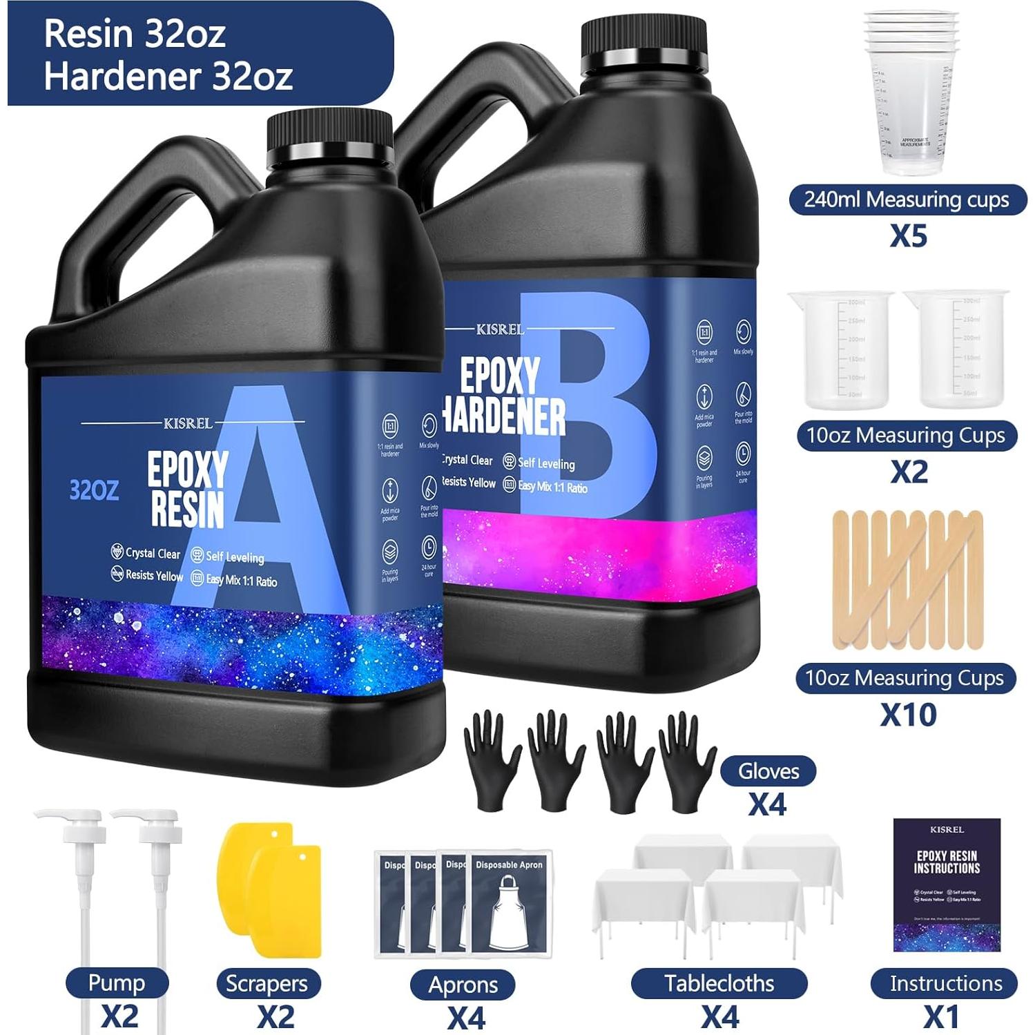Resina Epóxica KISREL 64 Onzas - Kit Cristalino Sin Burbujas