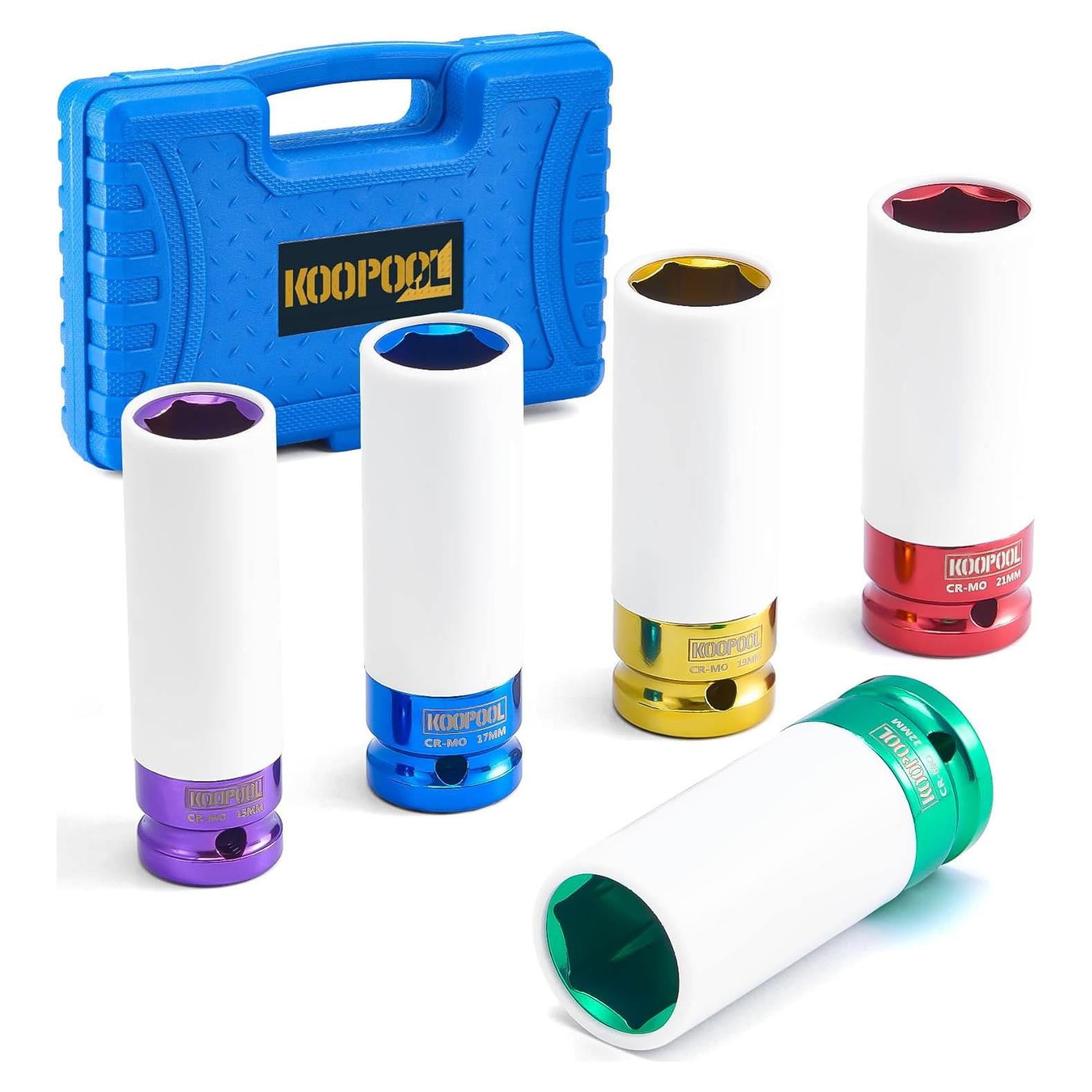 Juego de 5 Zócalos de Tuerca de Impacto KOOPOOL 15-22 mm