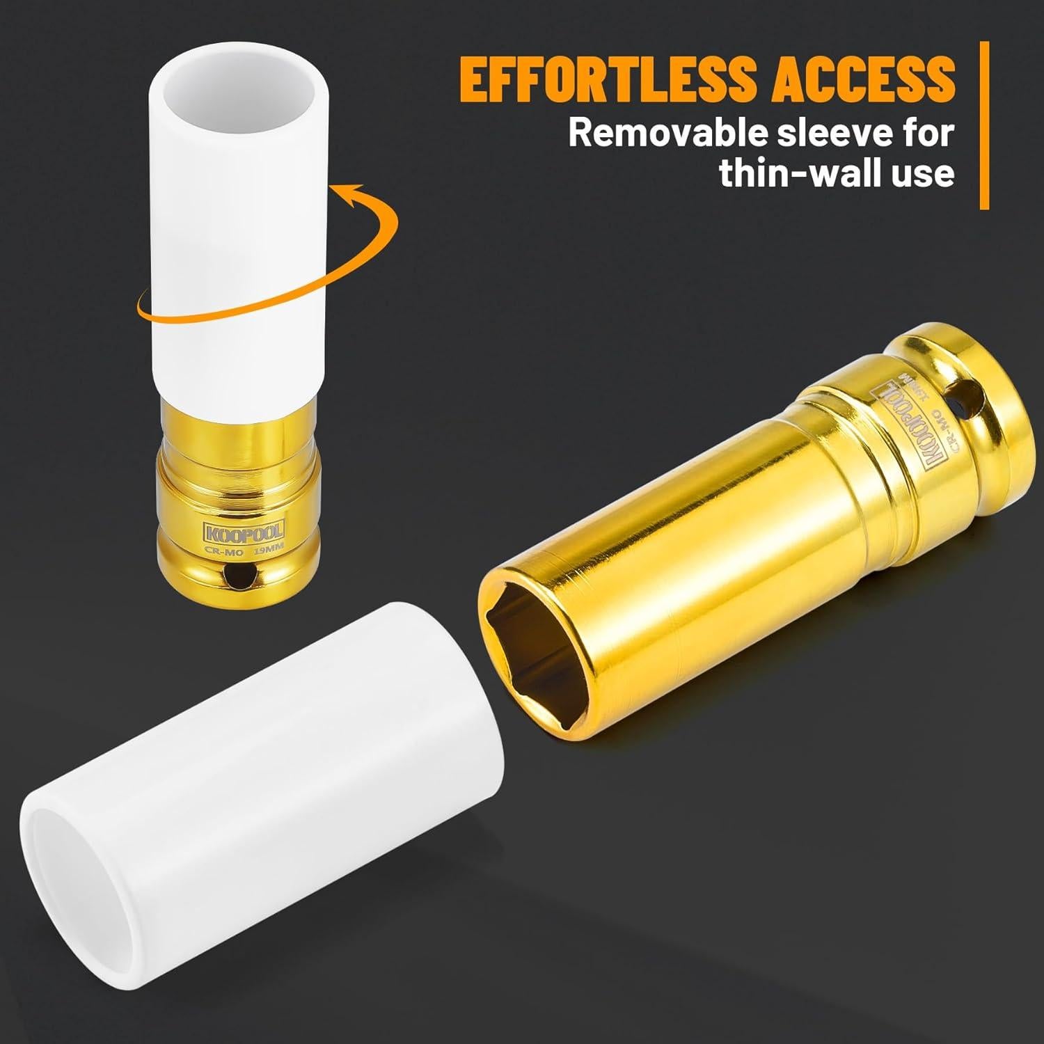 Juego de 5 Zócalos de Tuerca de Impacto KOOPOOL 15-22 mm