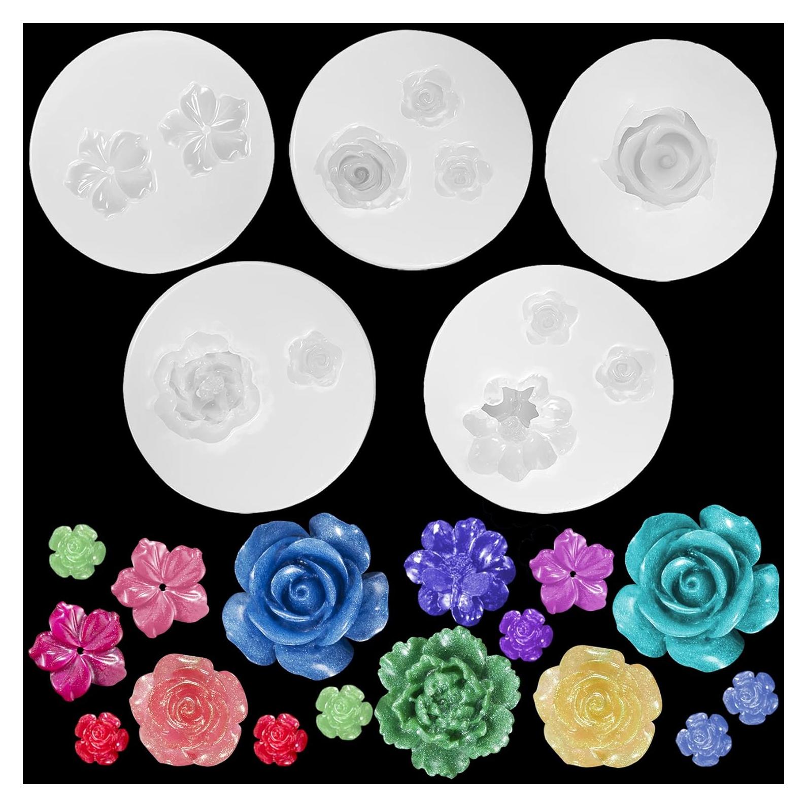 Molde de Silicona para Resina Flor PAGOW 5 Piezas DIY