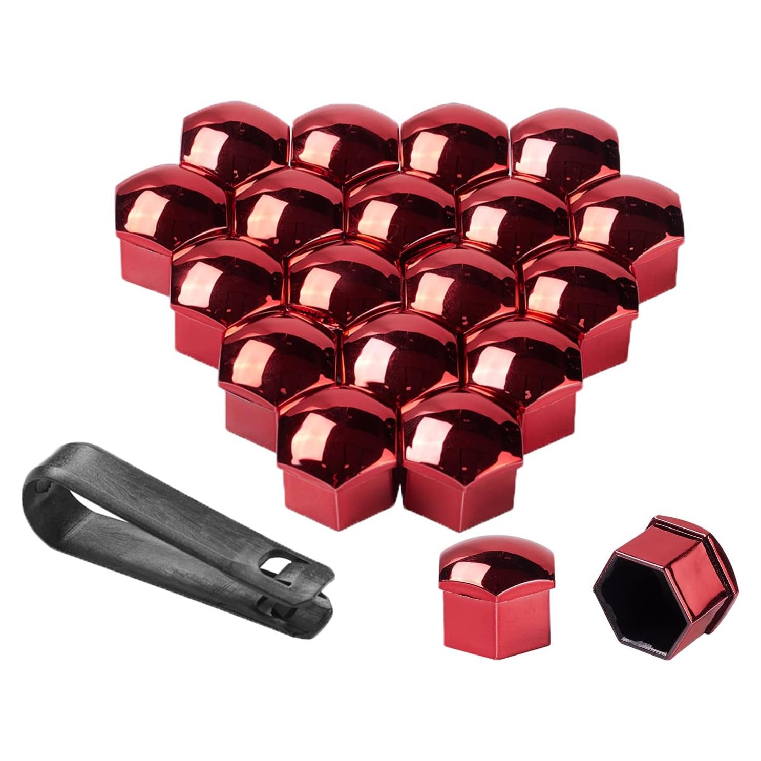 Cubiertas de Tuerca de Rueda 21 mm Rojo AuMoHall - 20 Unidades