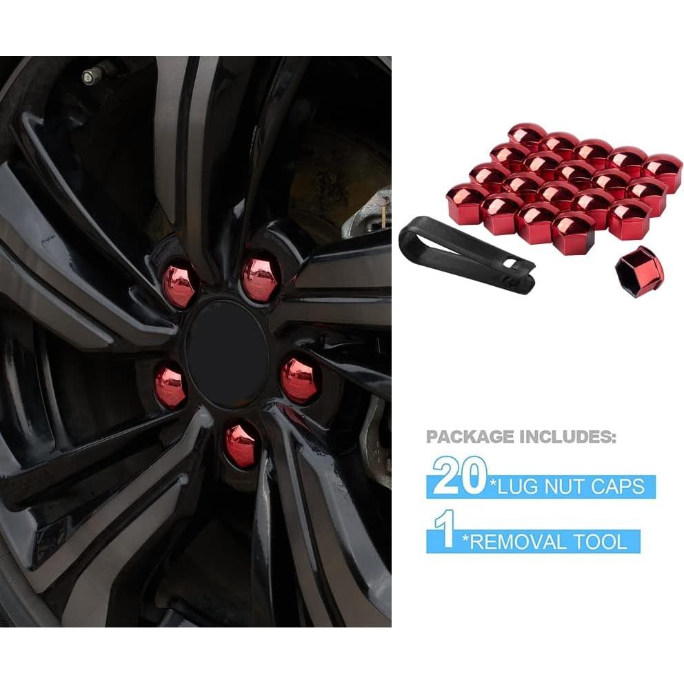 Cubiertas de Tuerca de Rueda 21 mm Rojo AuMoHall - 20 Unidades