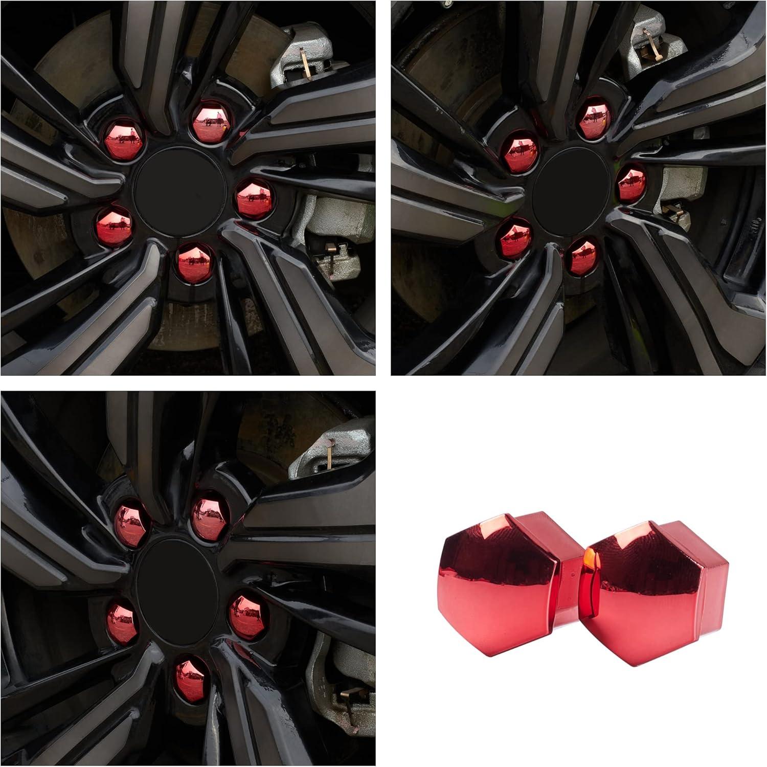 Cubiertas de Tuerca de Rueda 21 mm Rojo AuMoHall - 20 Unidades