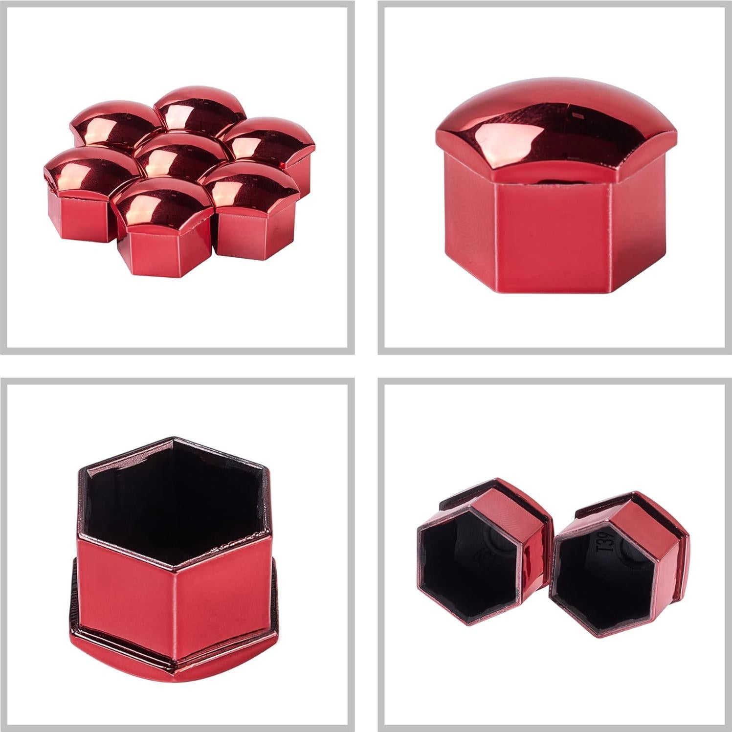 Cubiertas de Tuerca de Rueda 21 mm Rojo AuMoHall - 20 Unidades