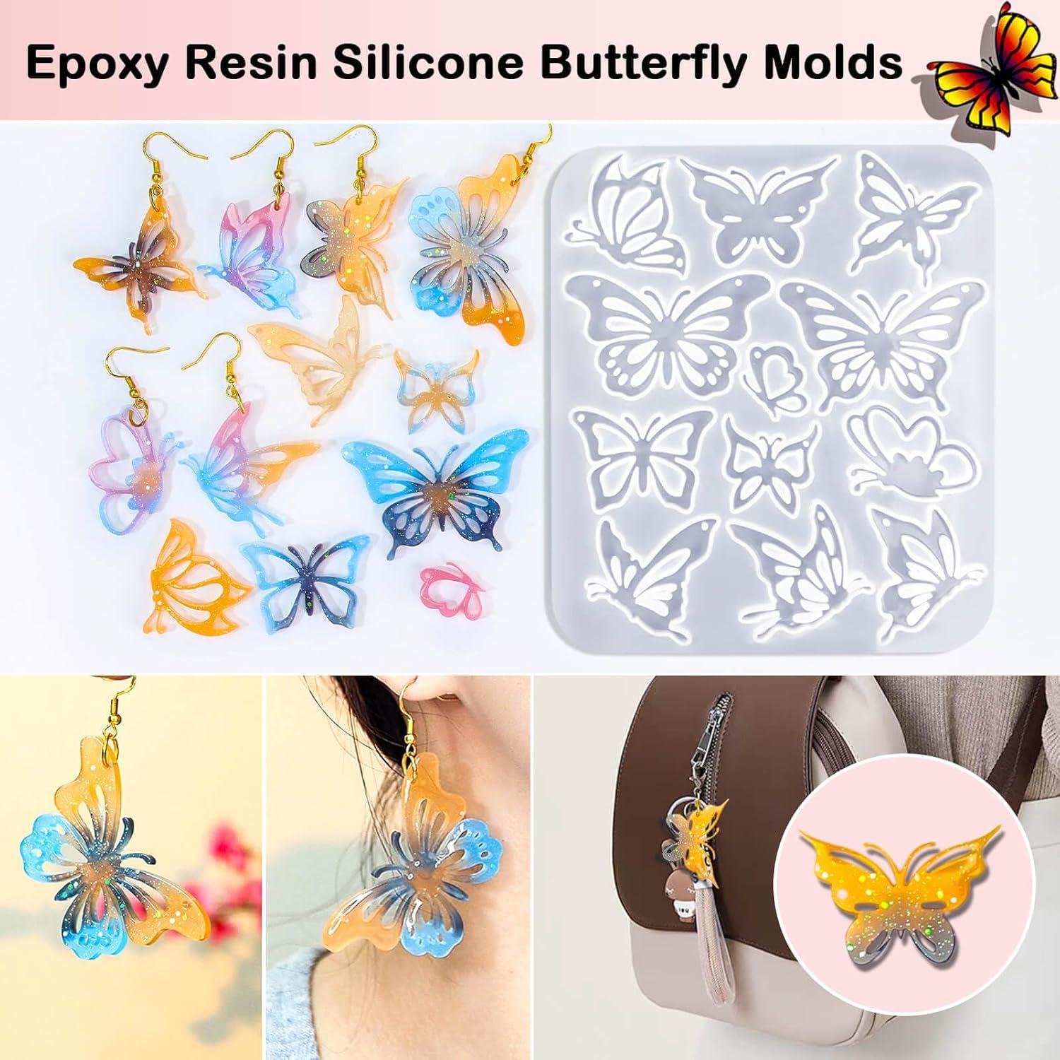 Kit de Moldes de Aretes de Resina Mariposa JHYlilia 204 Piezas