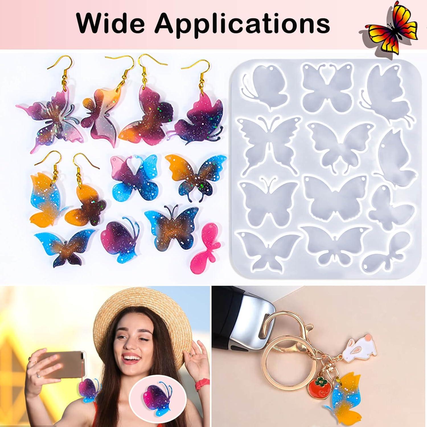 Kit de Moldes de Aretes de Resina Mariposa JHYlilia 204 Piezas