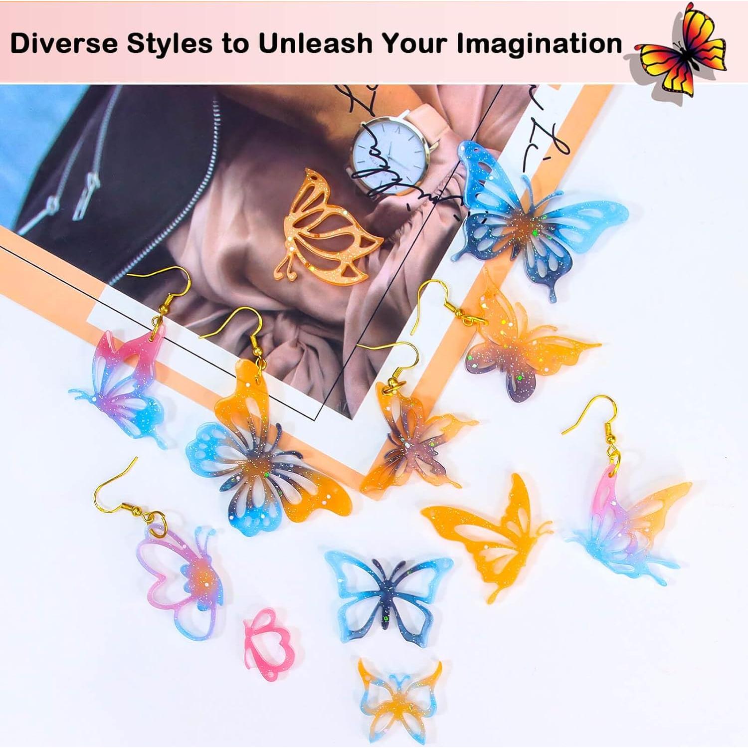 Kit de Moldes de Aretes de Resina Mariposa JHYlilia 204 Piezas
