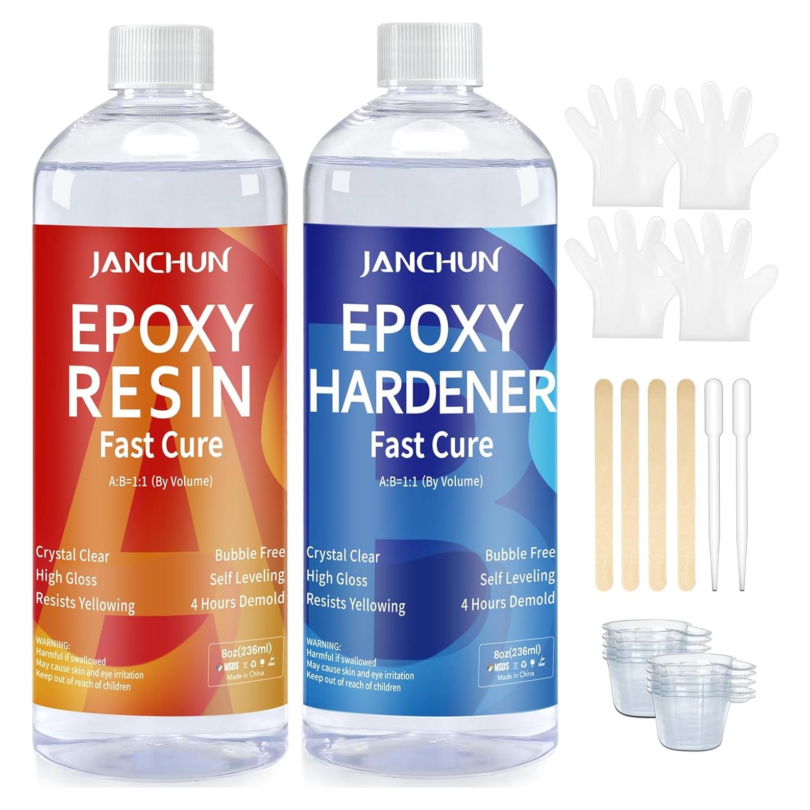 Kit de Resina Epóxica JANCHUN 16oz Cristal Claro Antiamarillenta