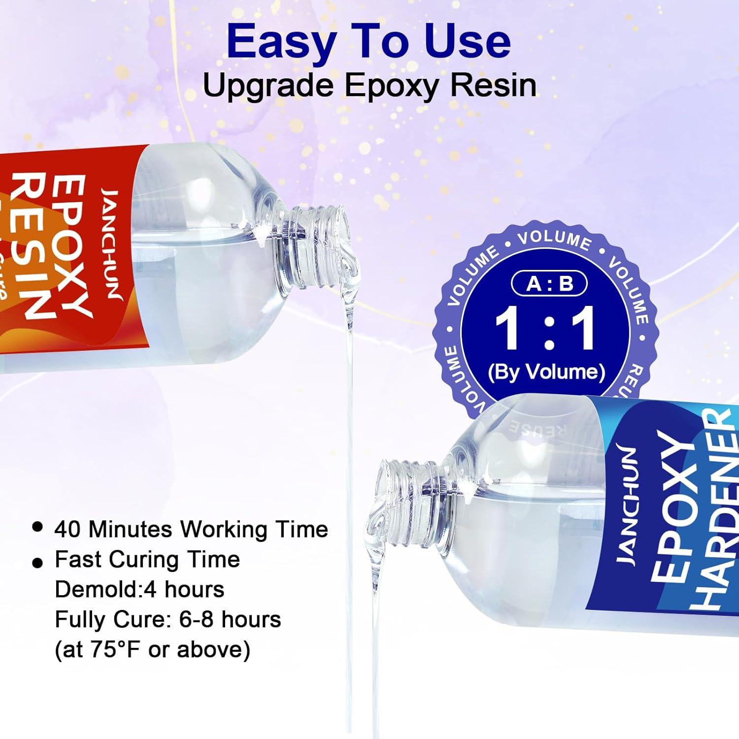 Kit de Resina Epóxica JANCHUN 16oz Cristal Claro Antiamarillenta