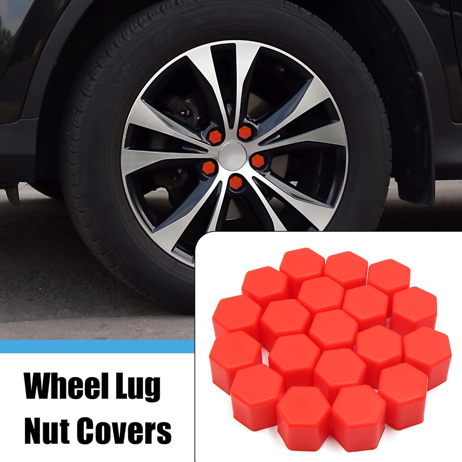 Cubiertas de Tornillo de Rueda uxcell 20pcs 17mm Goma Roja
