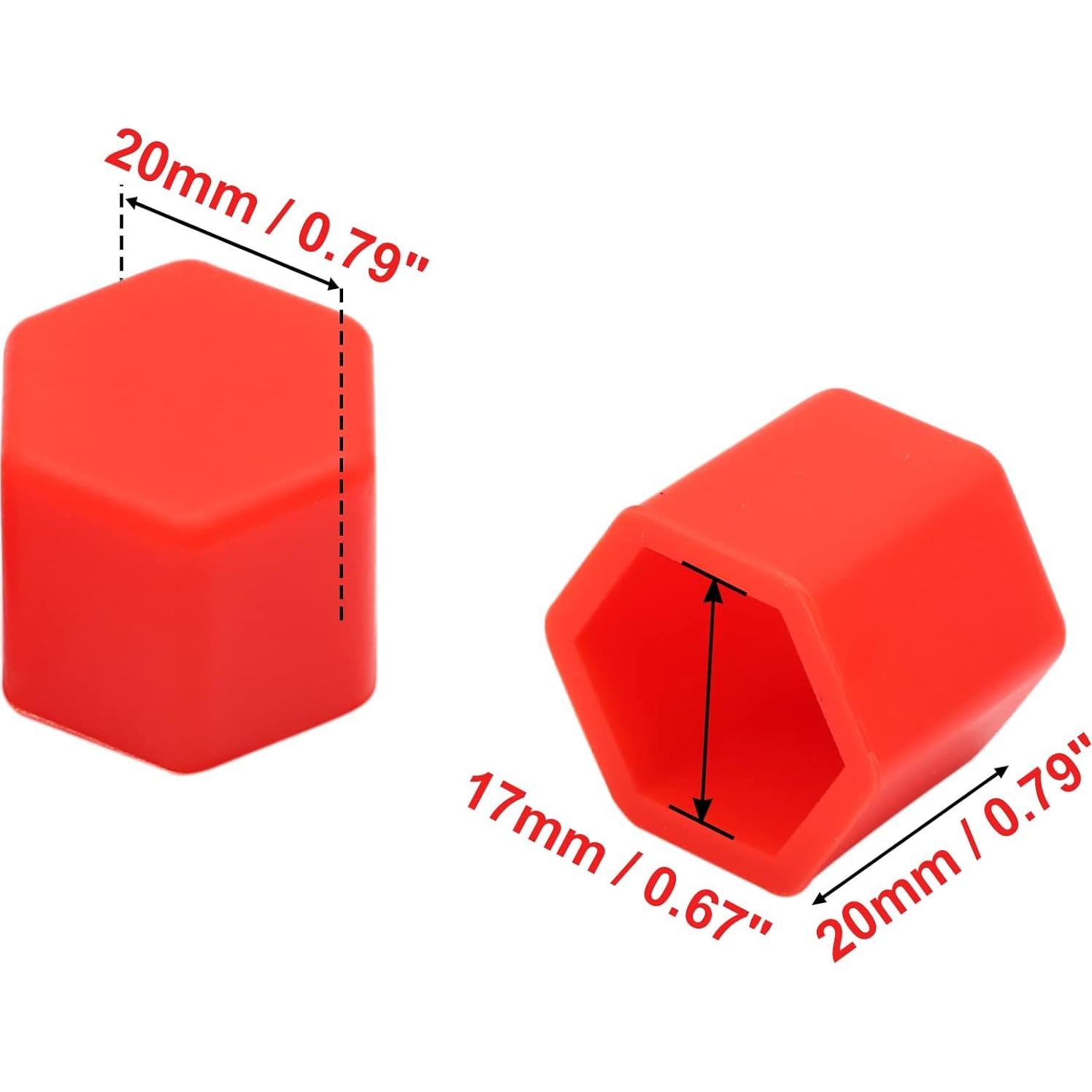 Cubiertas de Tornillo de Rueda uxcell 20pcs 17mm Goma Roja