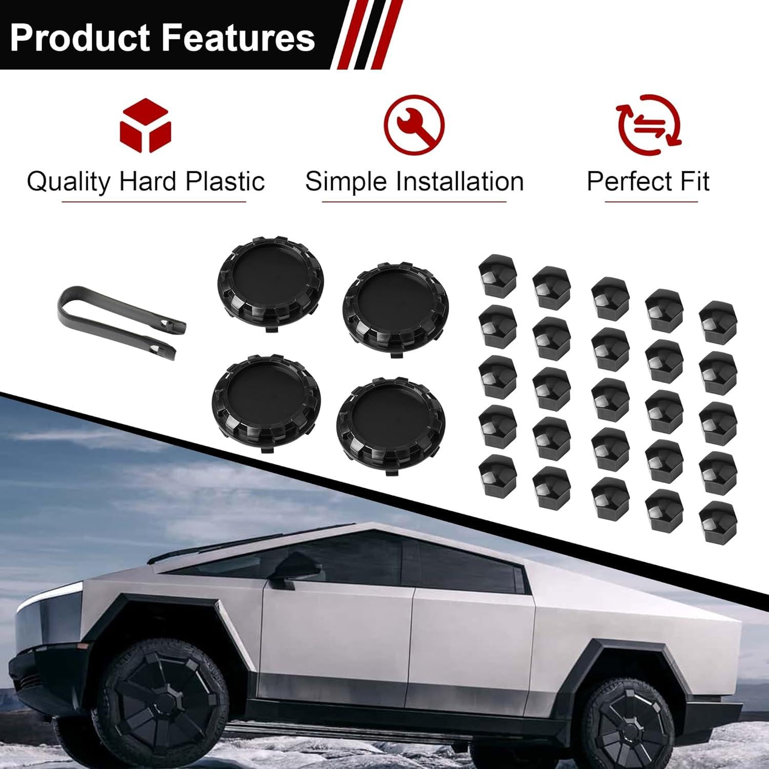 Cubiertas de Tuerca de Rueda Camotokiit para Tesla Cybertruck - 29 Piezas