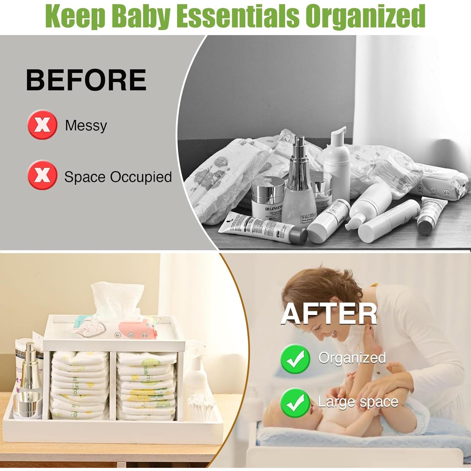 Organizador de Pañales Busidhji de Madera Blanco 40.9x22.1 cm