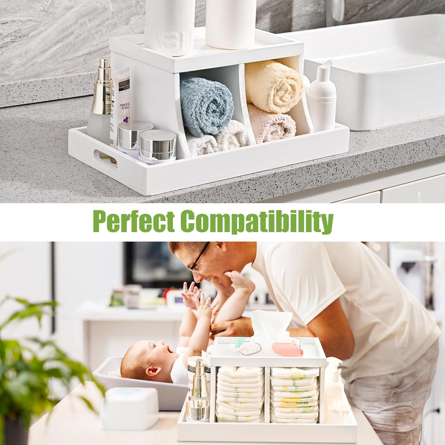 Organizador de Pañales Busidhji de Madera Blanco 40.9x22.1 cm