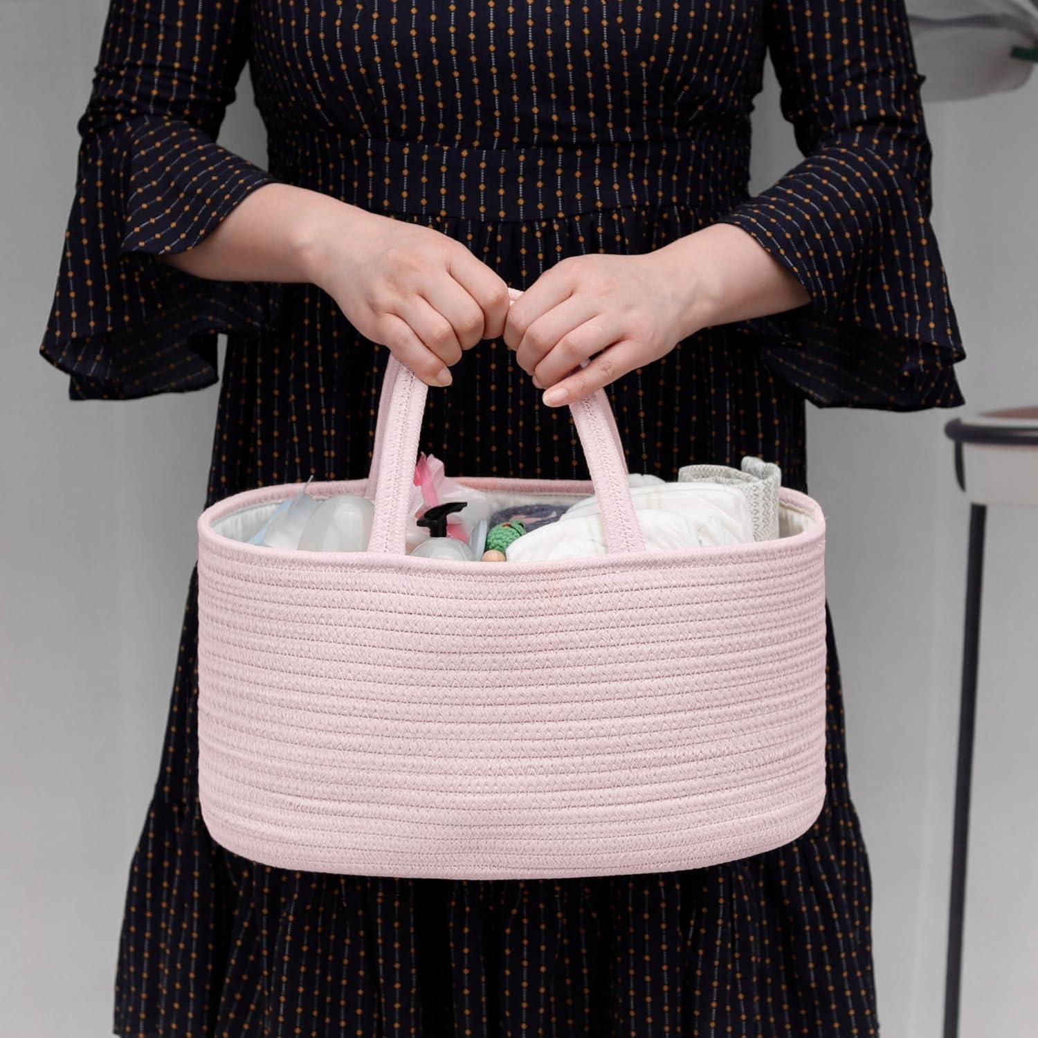 Organizador de Pañales COMSE Rosa Claro Caddy Portátil 39x25x20cm